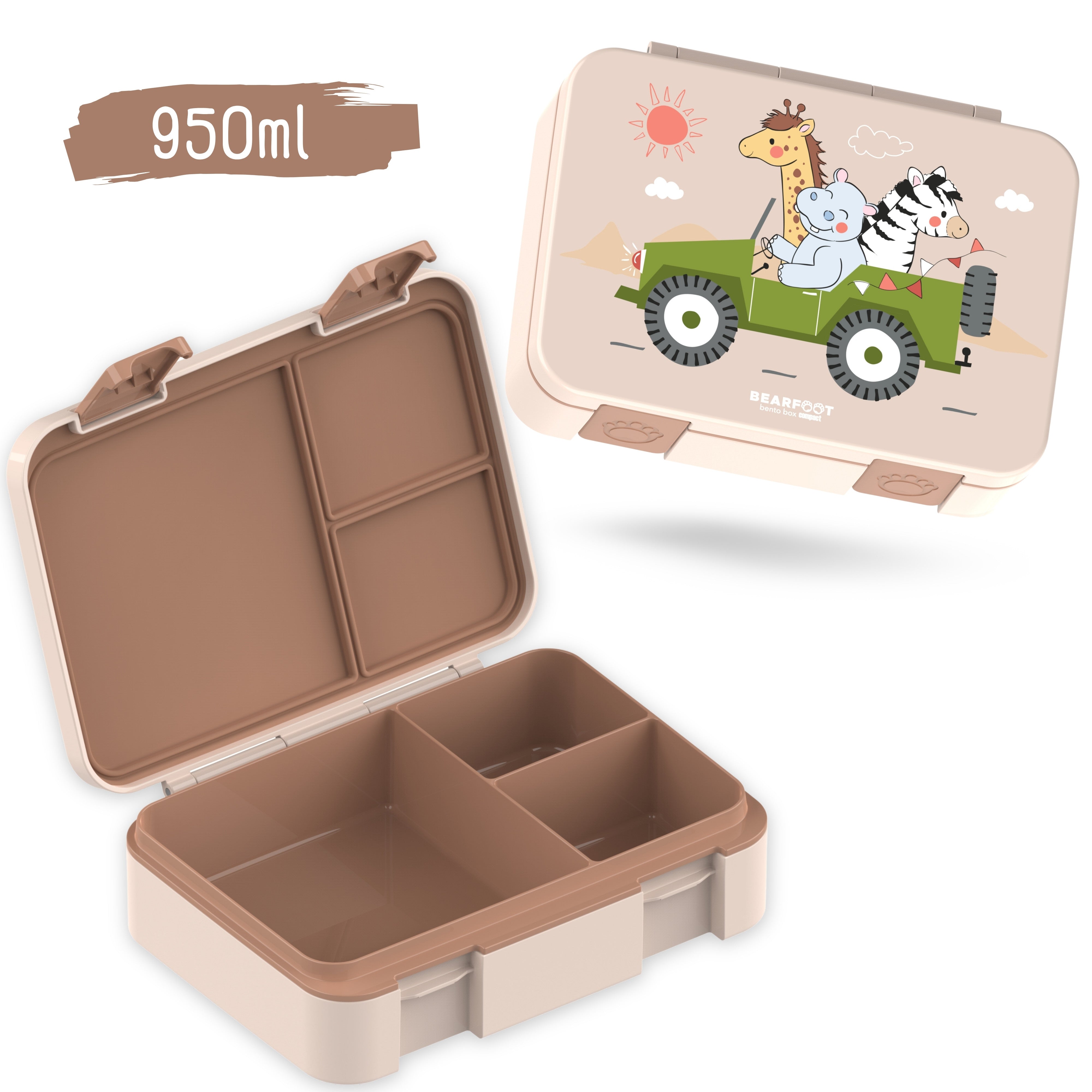 bearfoot-bento-box-compact-brotdose-safari-braun-950-ml-mit-f-chern image 2