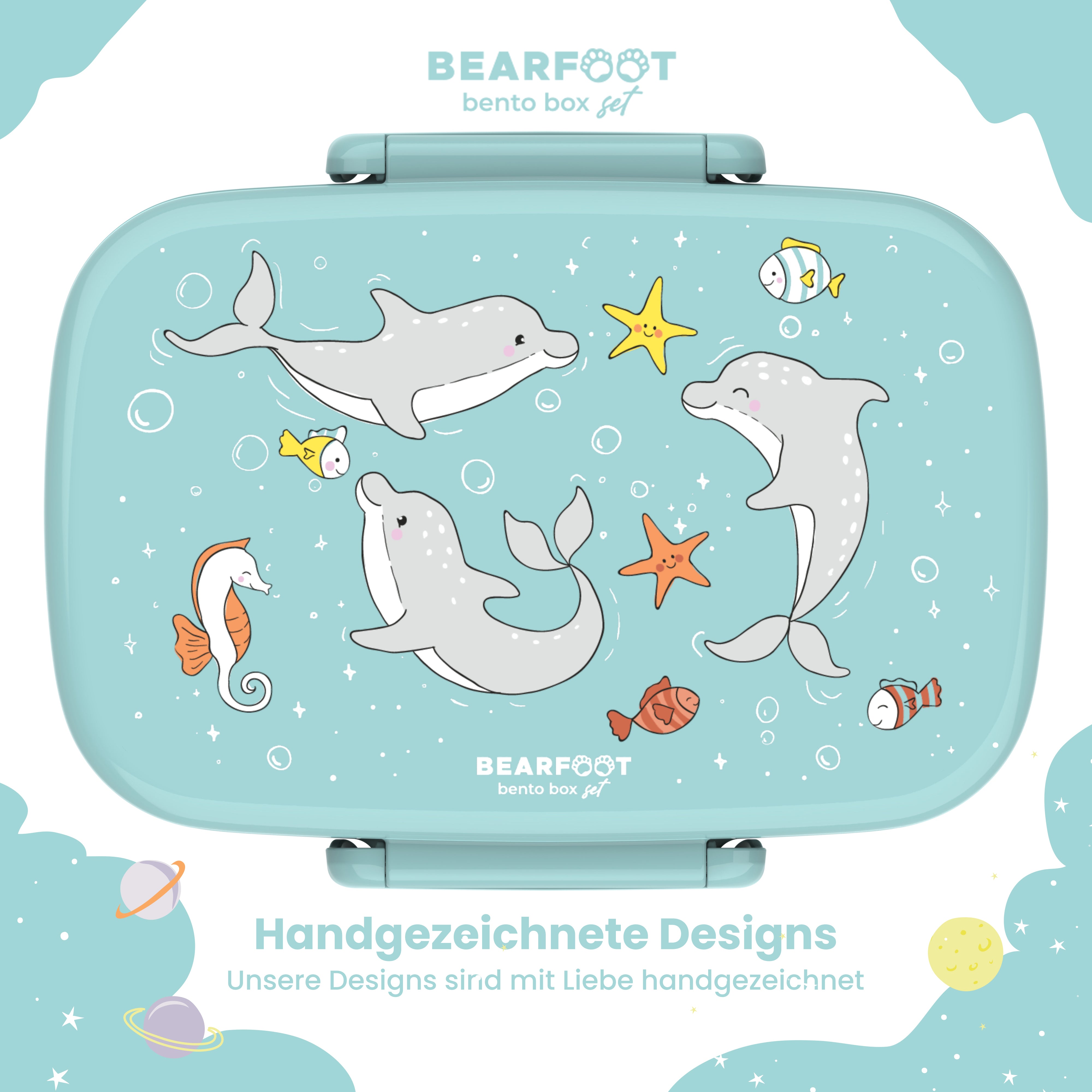 bearfoot-brotdosen-delfin-brotdose-t-rkis-mit-f-chern-bento image 2