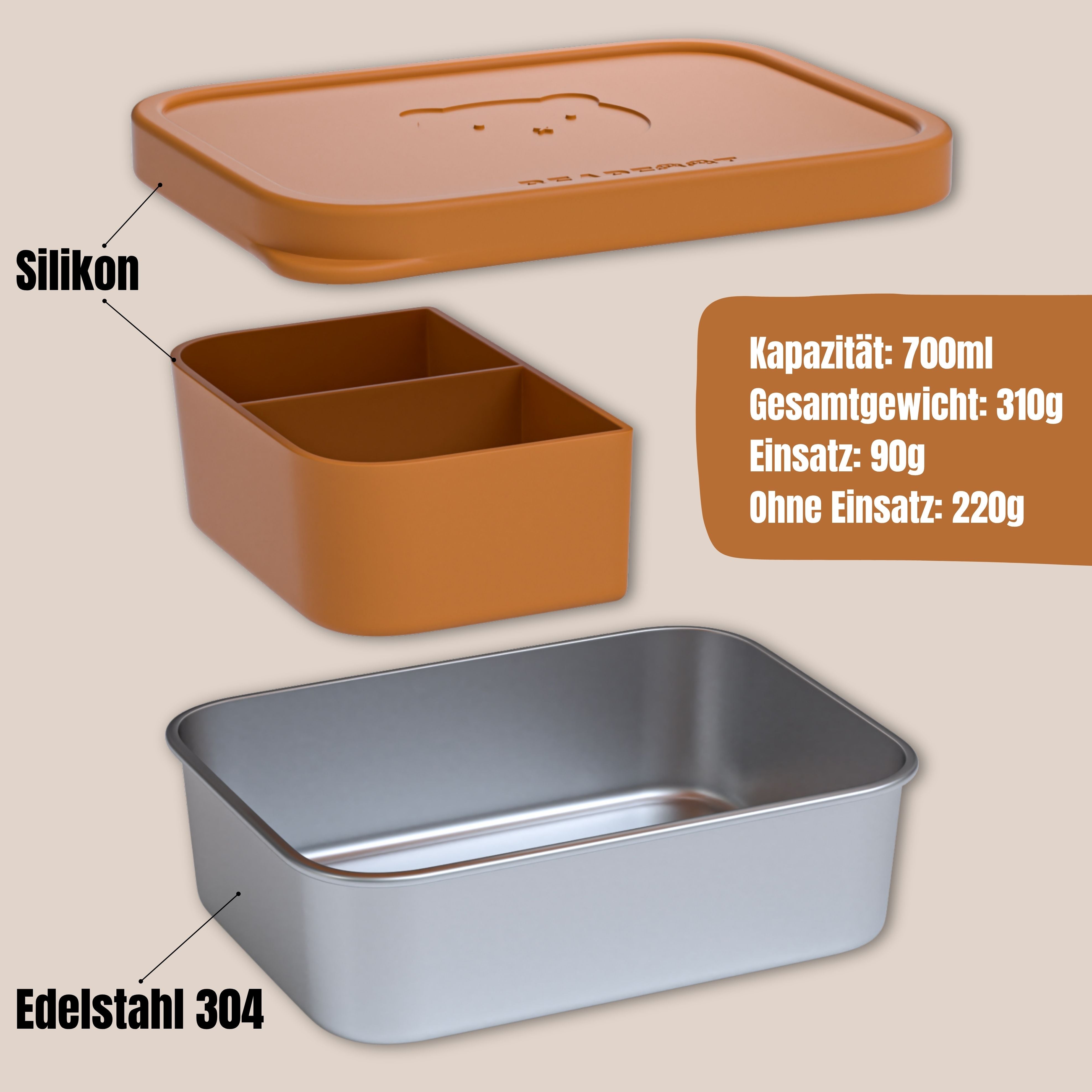 bearfoot-brotdosen-edelstahl-brotdose-braun-700-ml-auslaufsicher image 8