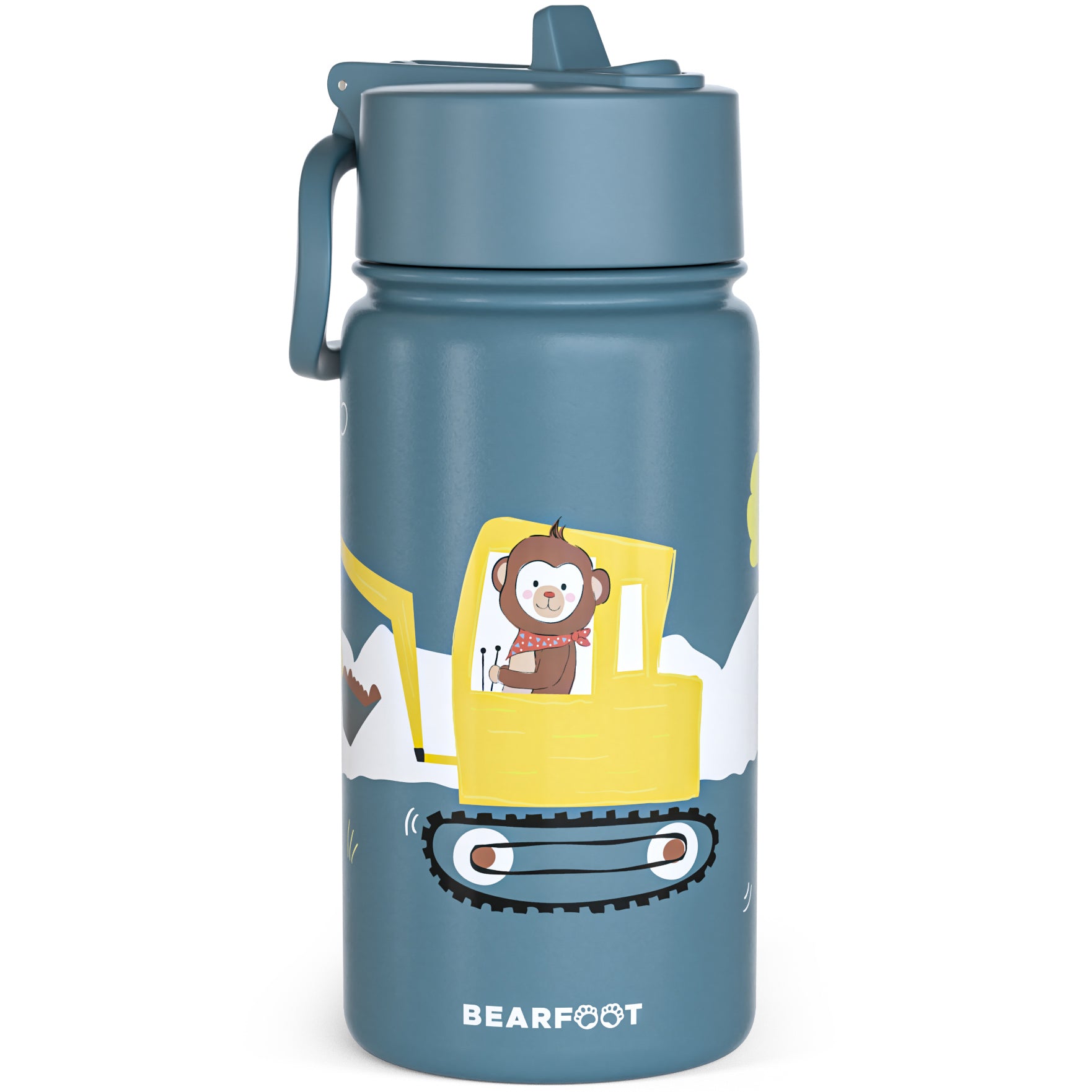 bearfoot-thermo-trinkflasche-bagger-edelstahl-400ml-blau image 2