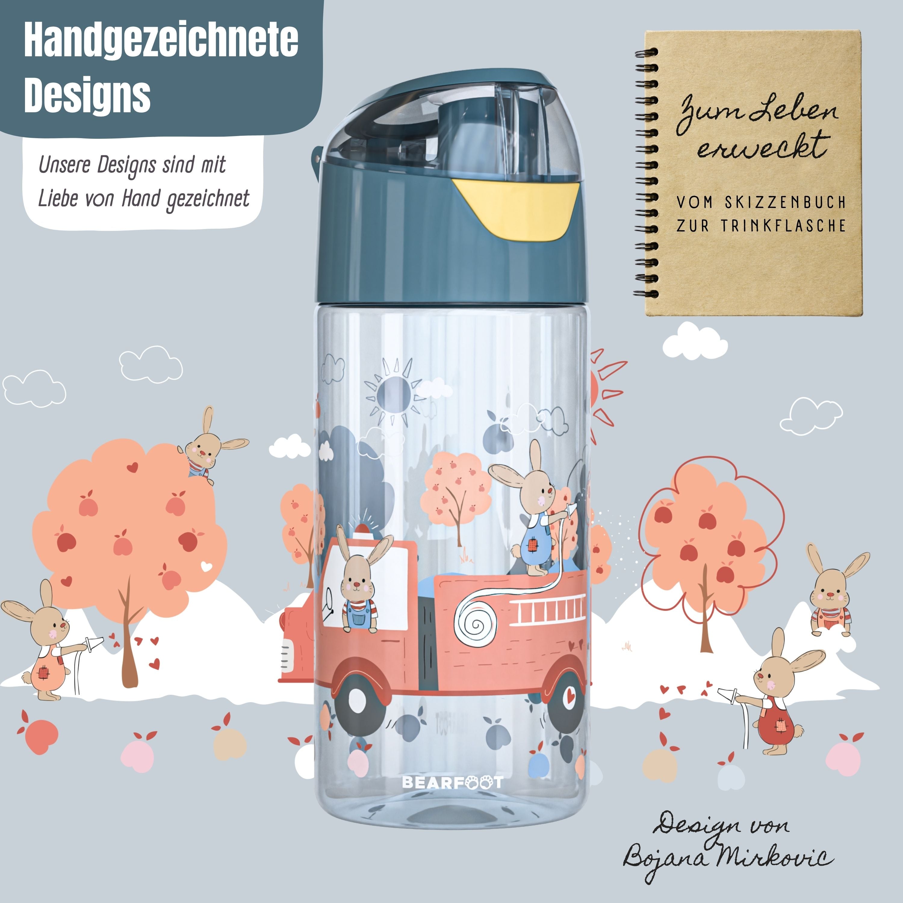 bearfoot-trinkflaschen-kindertrinkflasche-feuerwehr-450-ml image 3