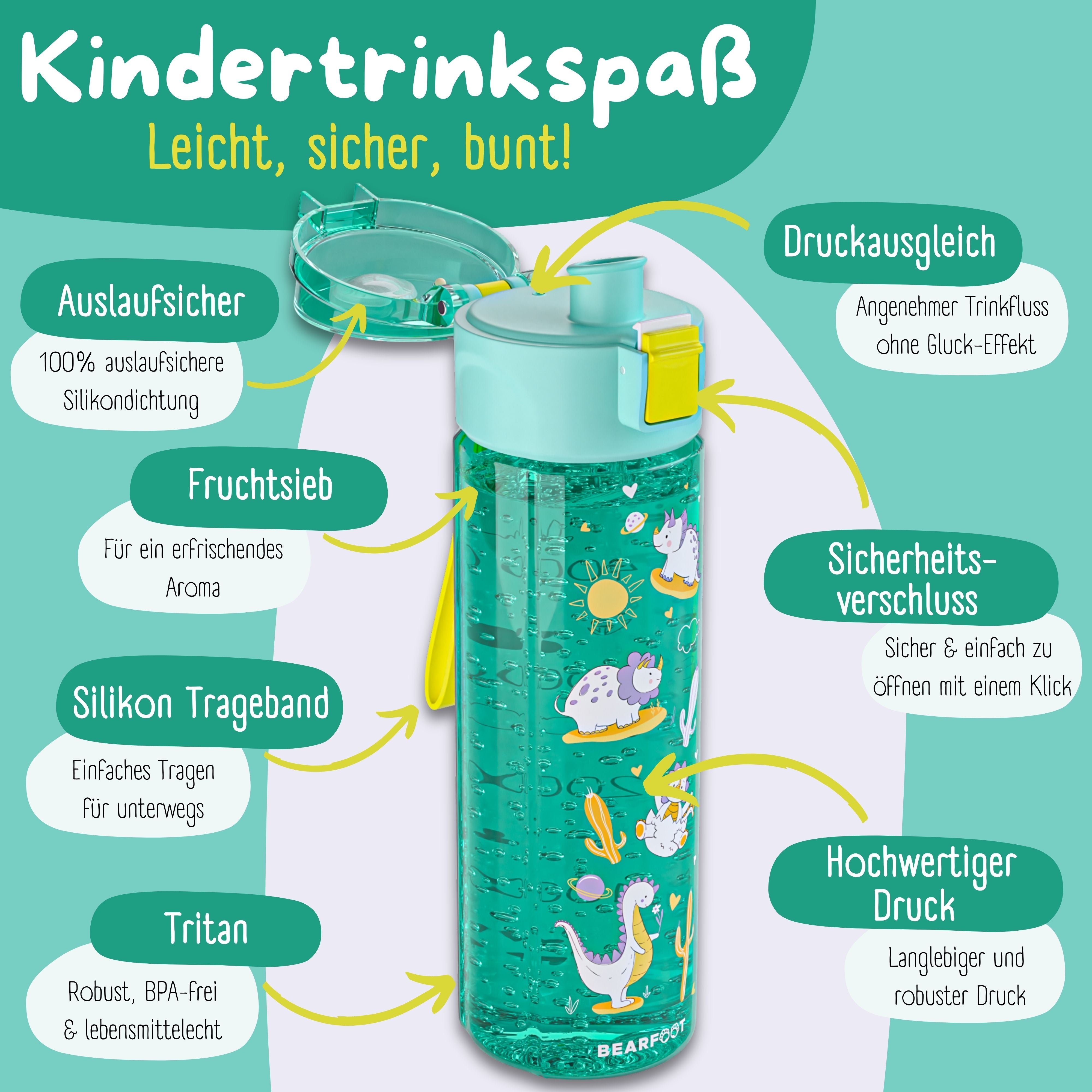 bearfoot-trinkflaschen-dinos-mint-trinkflasche-500-ml-bpa-frei image 6
