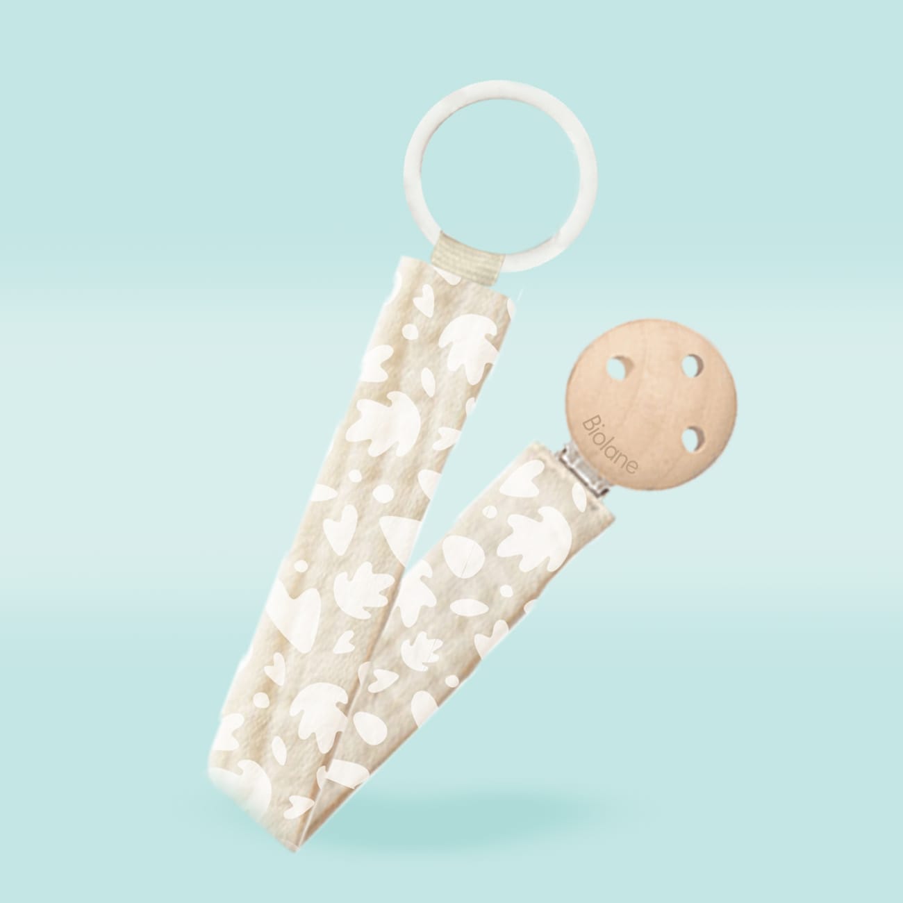 biolane-schnullerkette-beige-anatomisch-mit-clip image 1