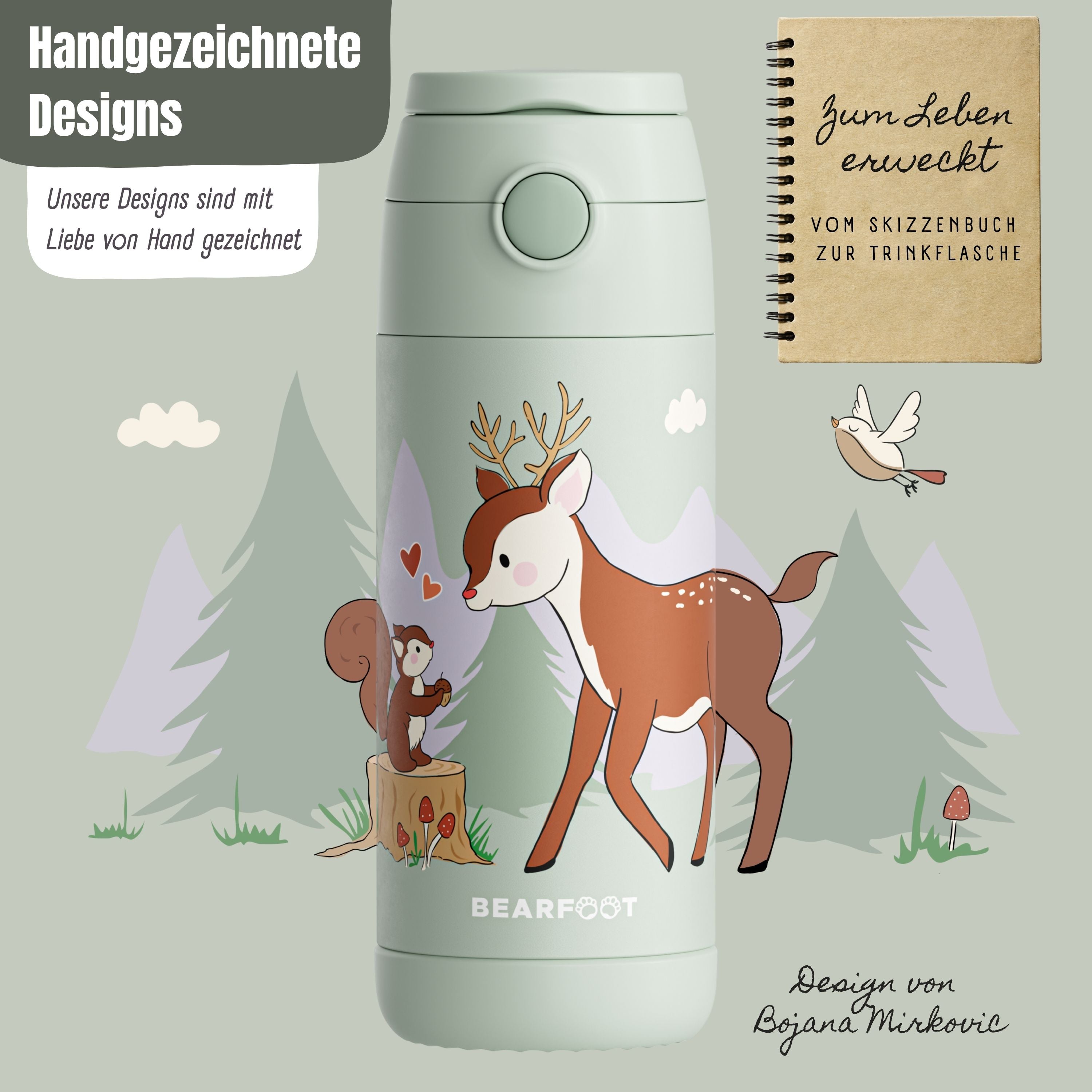 bearfoot-isolierflasche-kinder-350ml-reh-gr-n-edelstahl-thermo image 4