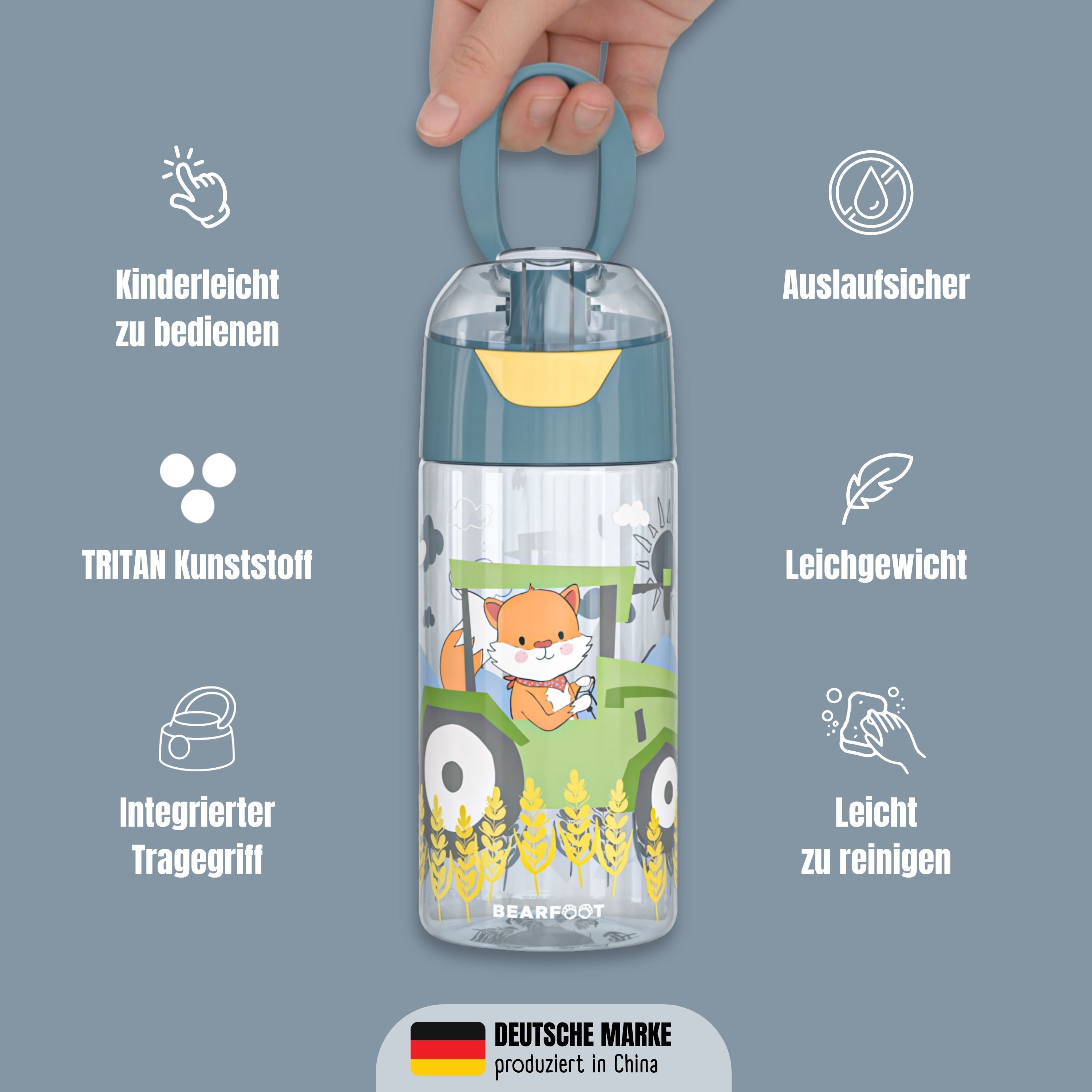 bearfoot-trinkflaschen-traktor-fuchs-trinkflasche-450ml-bpa-frei image 7
