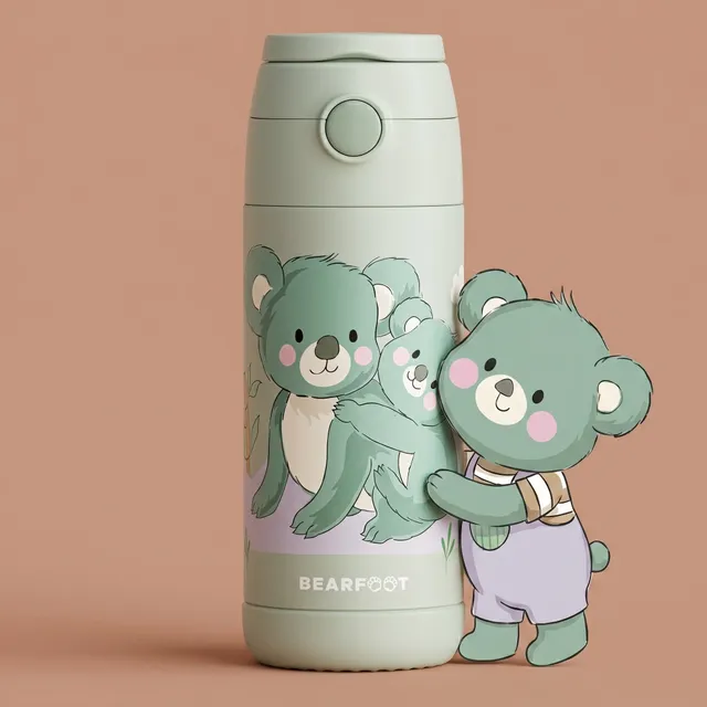 bearfoot-thermo-kinder-trinkflasche-edelstahl-koala-gr-n-350-ml image 1