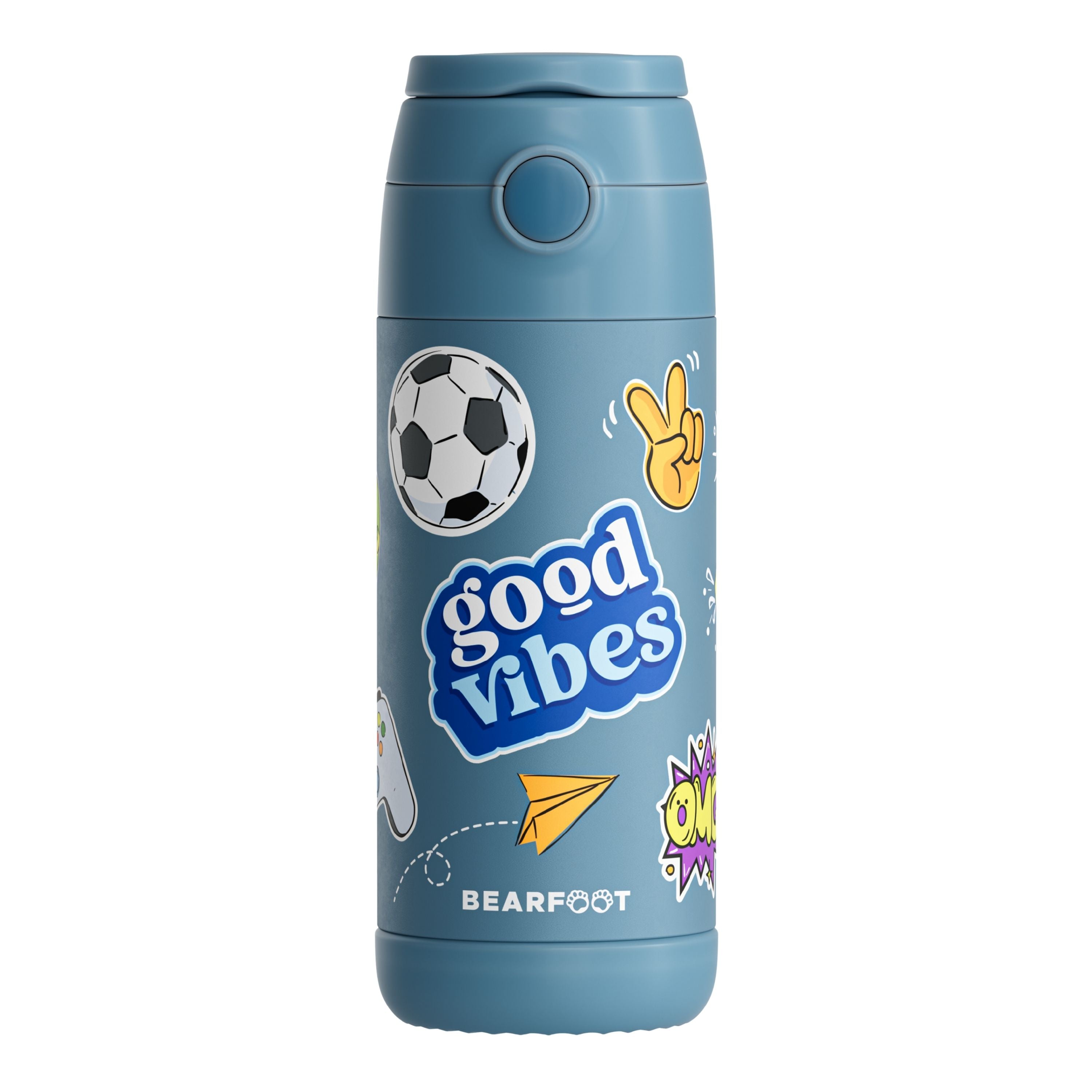 bearfoot-thermo-trinkflasche-edelstahl-sticker-blau-350ml-kalt image 2
