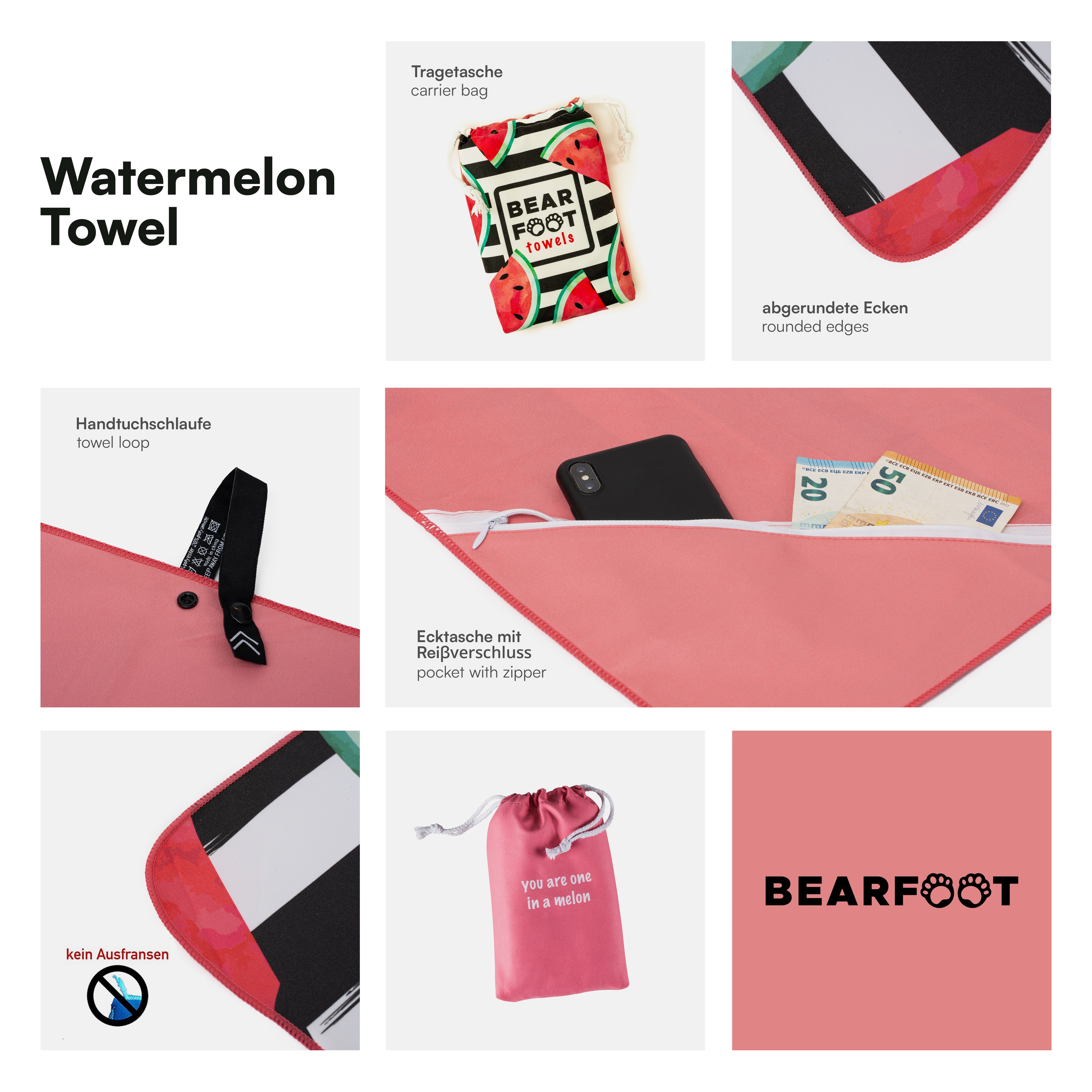 bearfoot-strandt-cher-mikrofaser-handtuch-wassermelone-200x90cm image 2