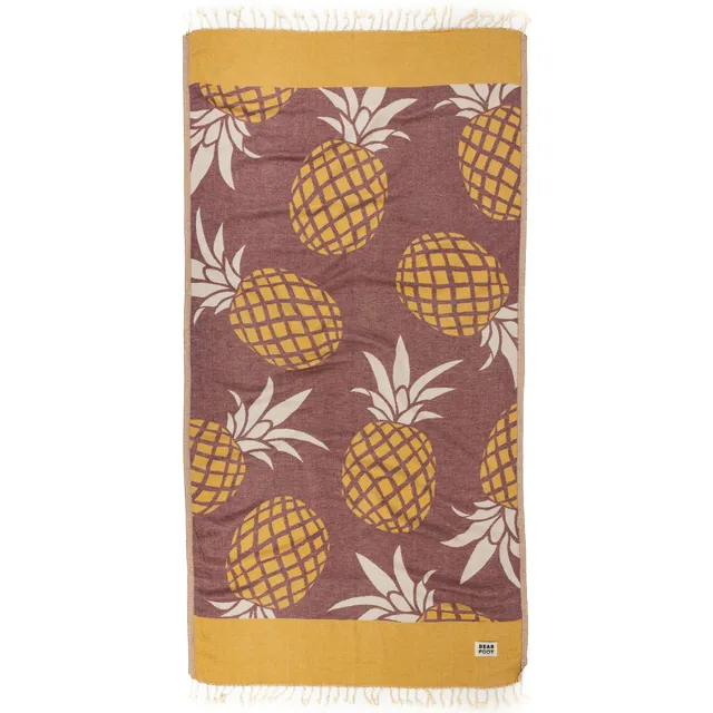 bearfoot-strandtuch-pineapple-red-baumwolle-hamamtuch image 1