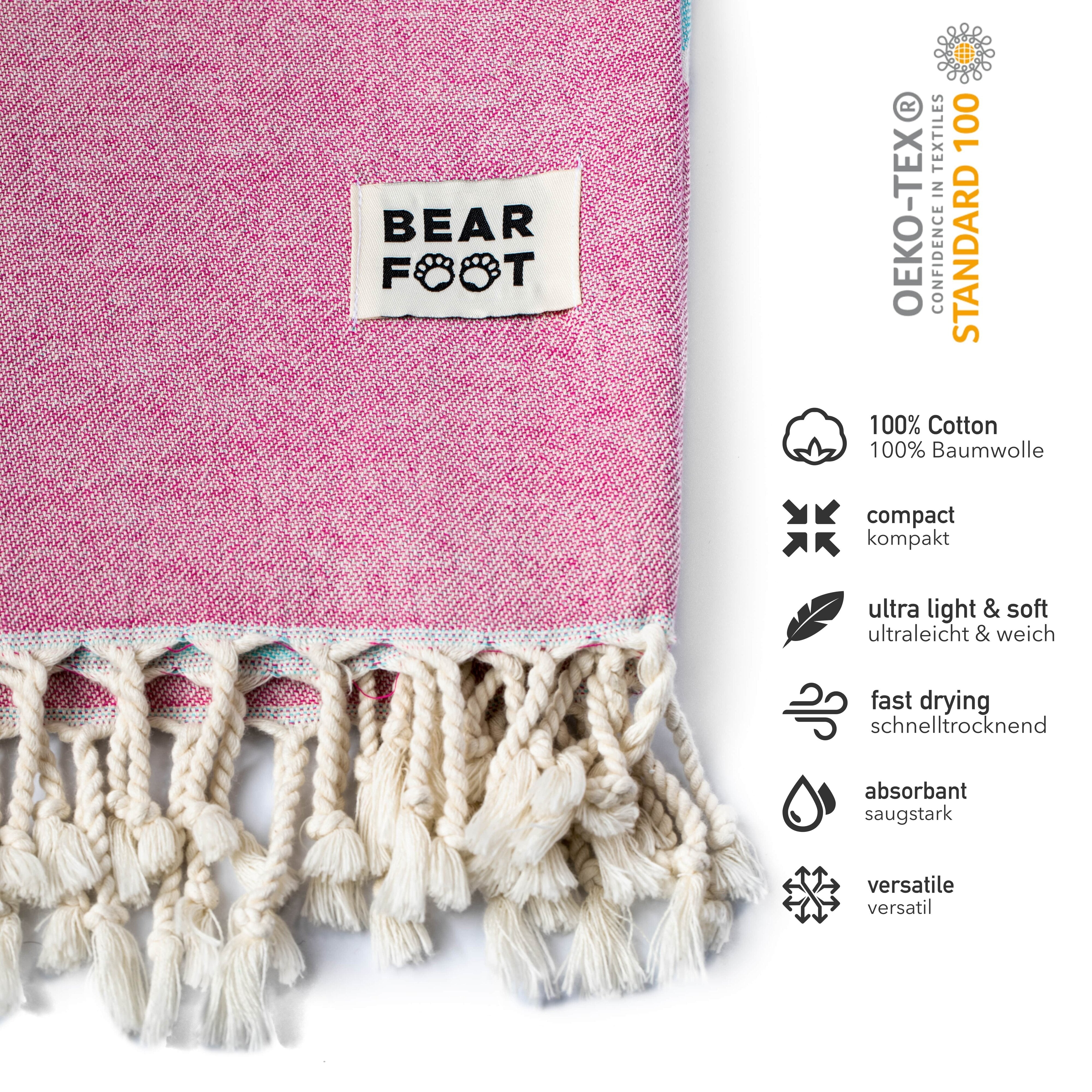 bearfoot-strandtuch-pineapple-pink-100-baumwolle-hamamtuch image 2