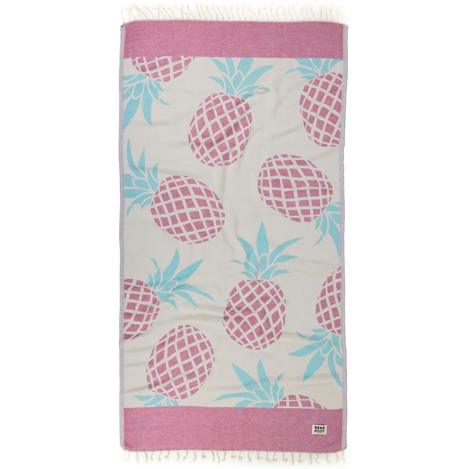 bearfoot-strandtuch-pineapple-pink-100-baumwolle-hamamtuch image 1
