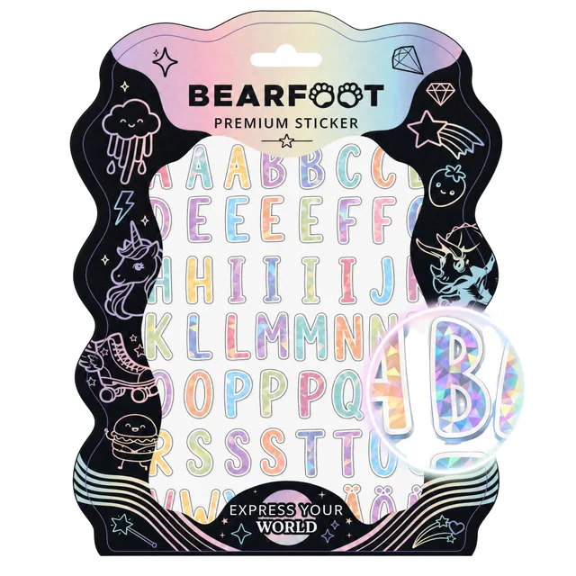 bearfoot-accessoires-premium-sticker-din-a5-holografisch-buchstaben image 1