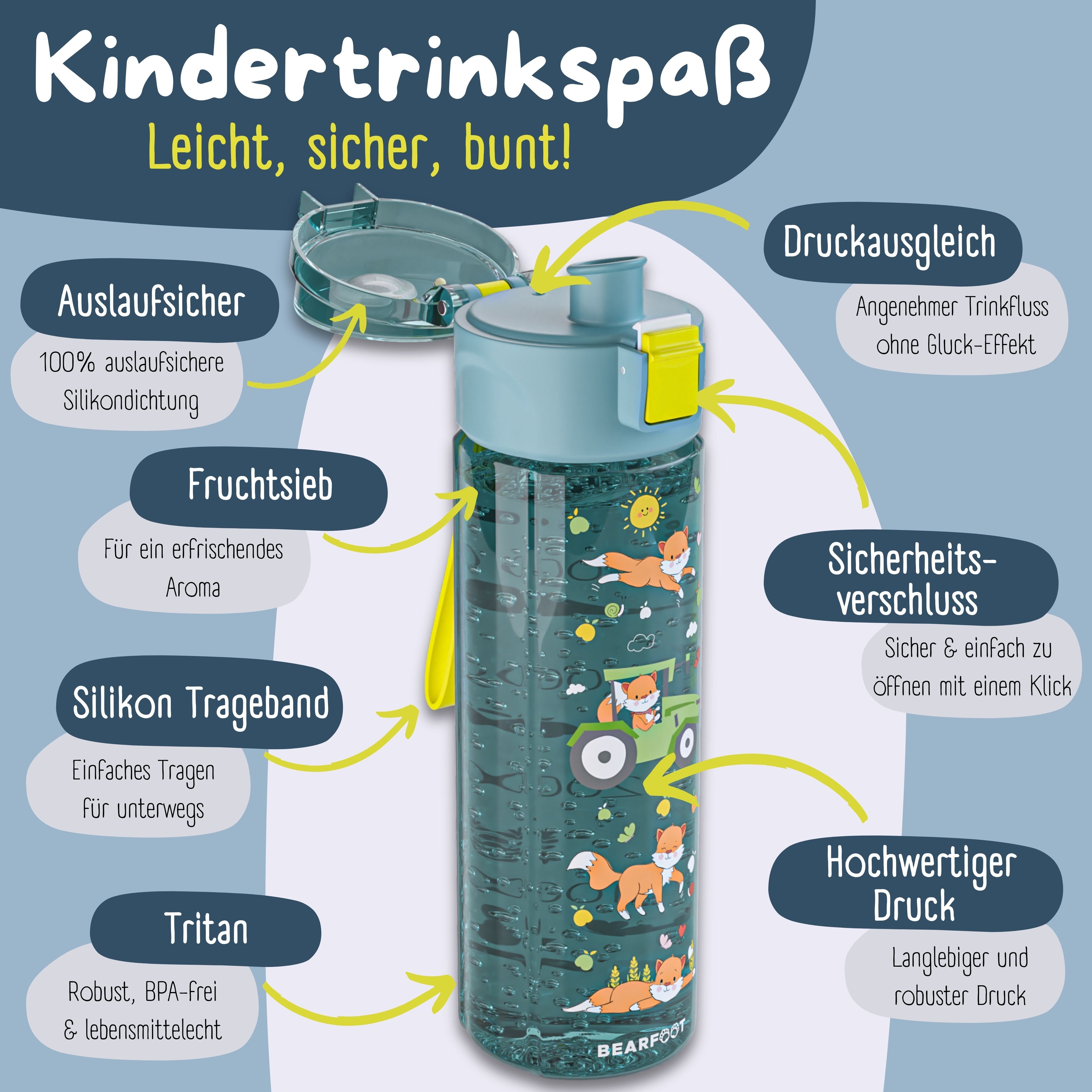 bearfoot-trinkflaschen-traktor-500ml-trinkflasche-blau-stimmungs-skala image 6