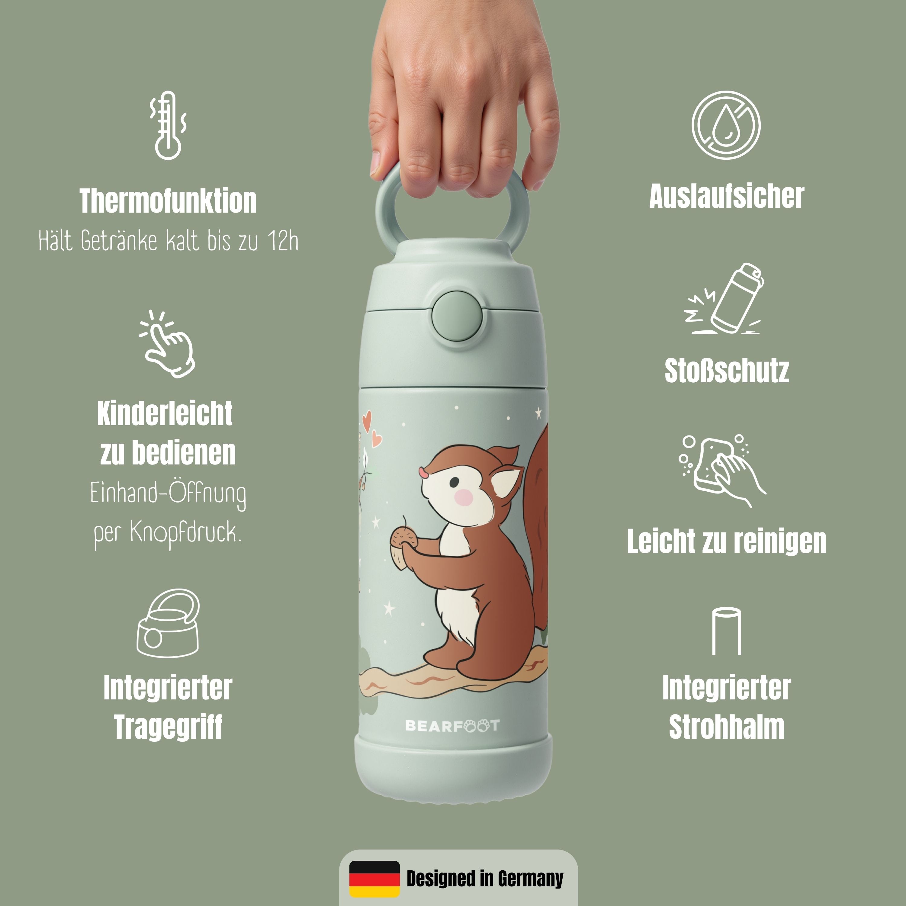 bearfoot-thermo-trinkflasche-kinder-eichh-rnchen-gr-n-350-ml-edelstahl image 8