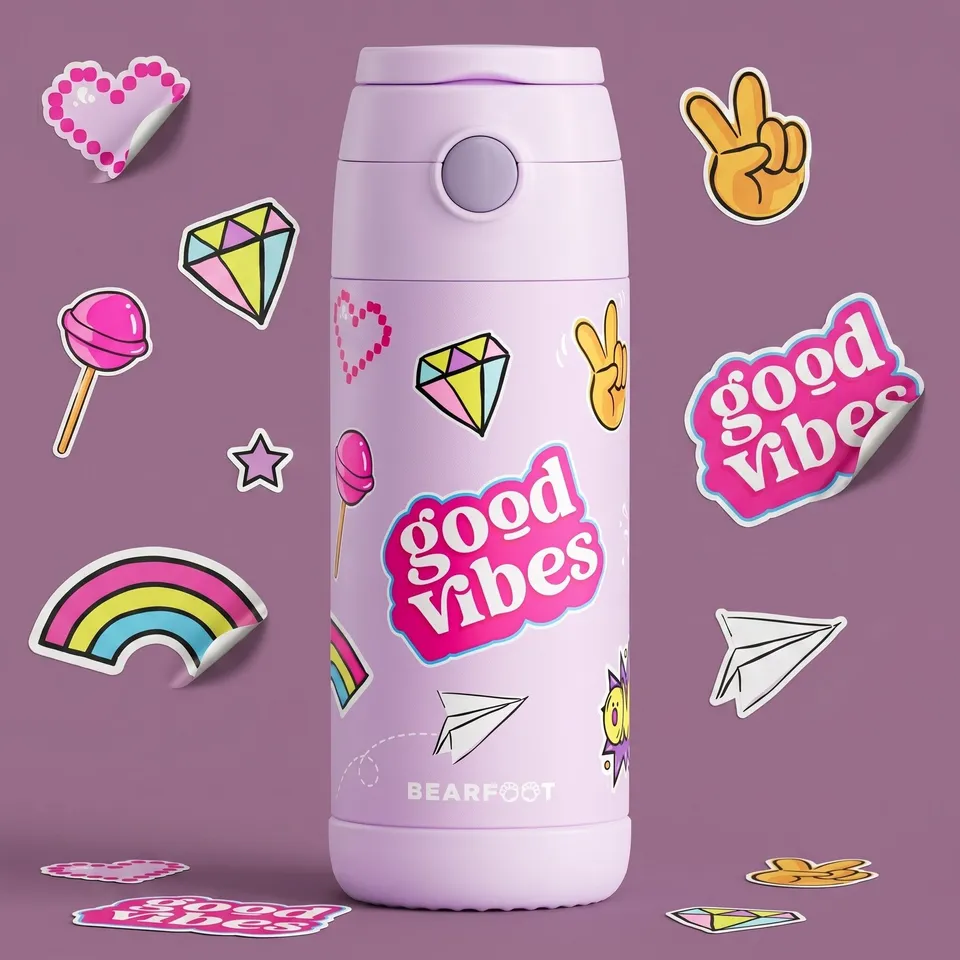 bearfoot-isolierflasche-thermo-trinkflasche-sticker-lila-350-ml image 1