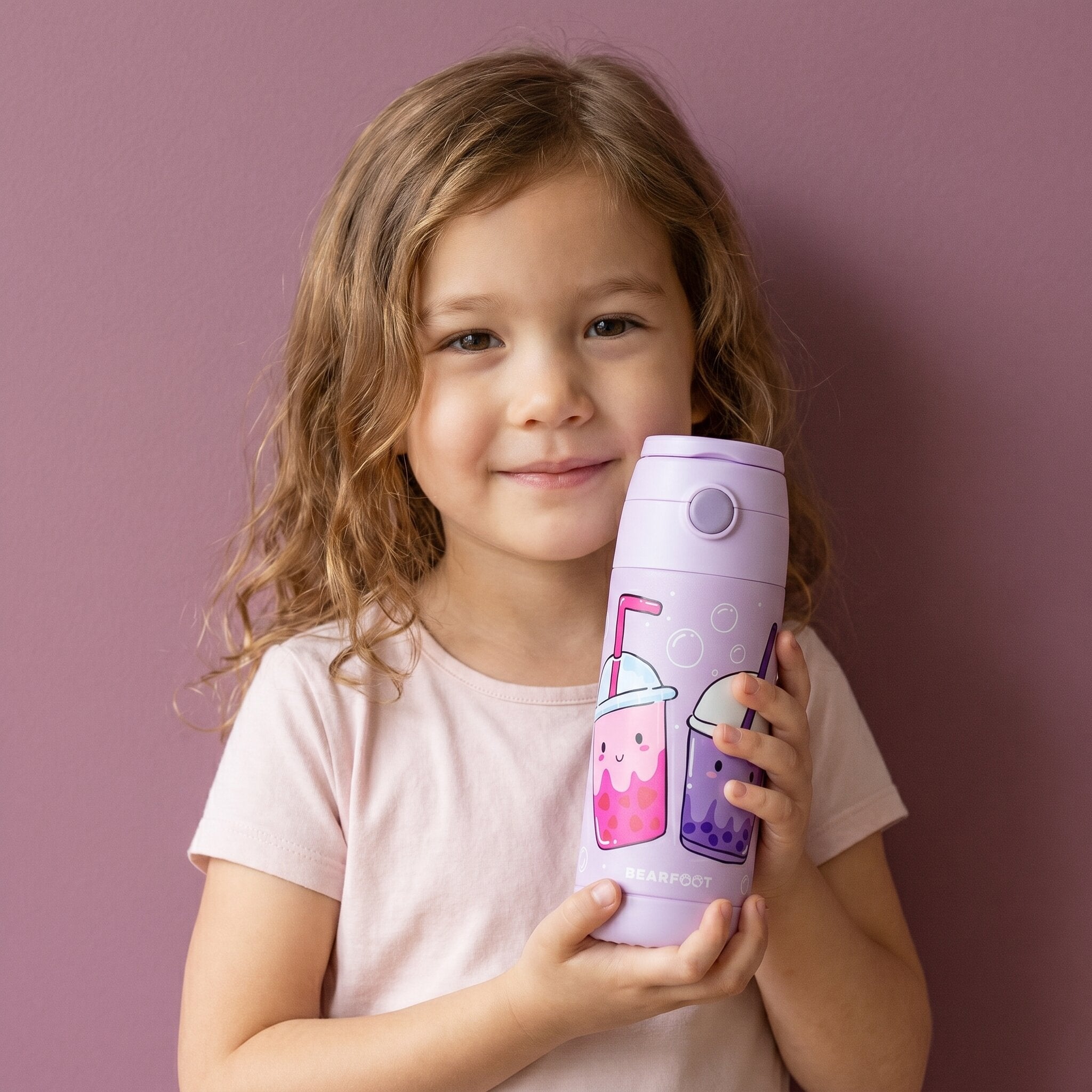 bearfoot-thermo-trinkflasche-kinder-bubble-tea-lila-350-ml-edelstahl image 2