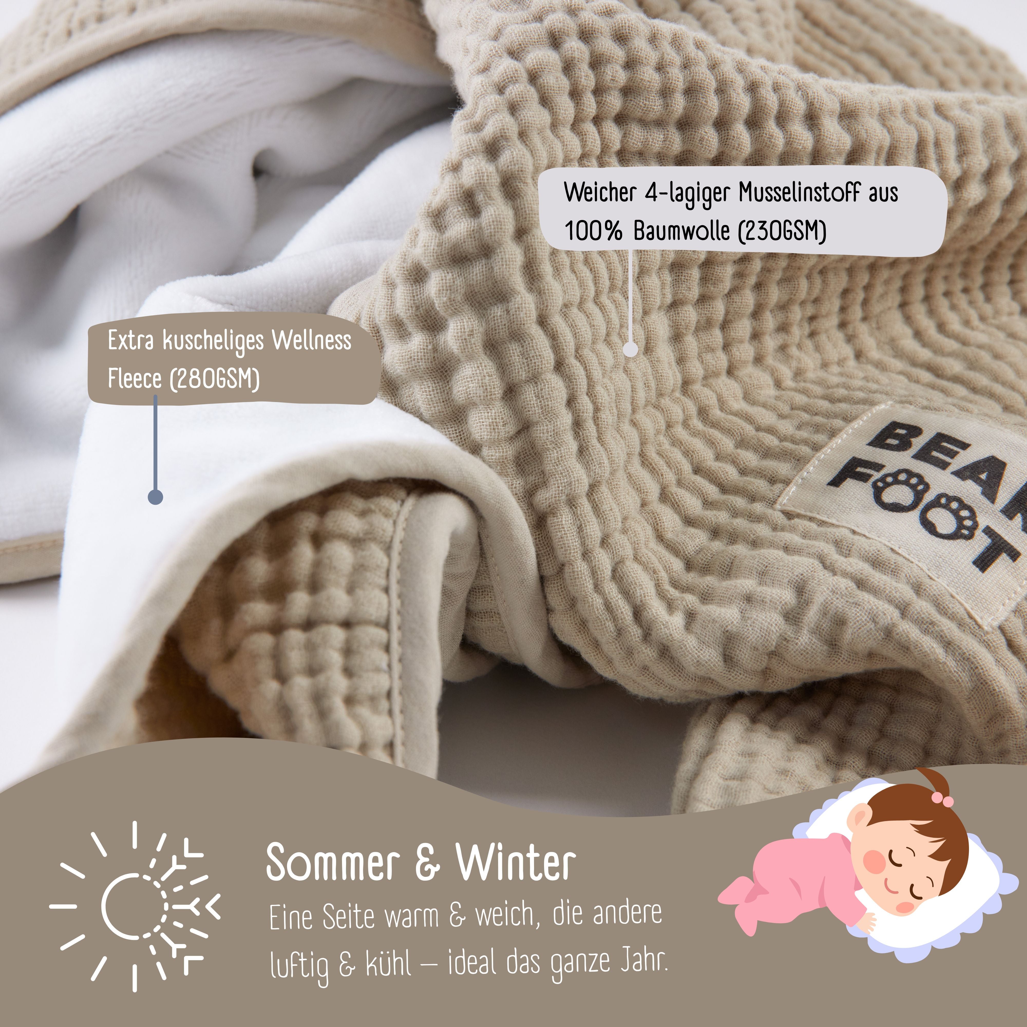 bearfoot-babydecken-musselin-fleecedecke-braun-babydecke image 3