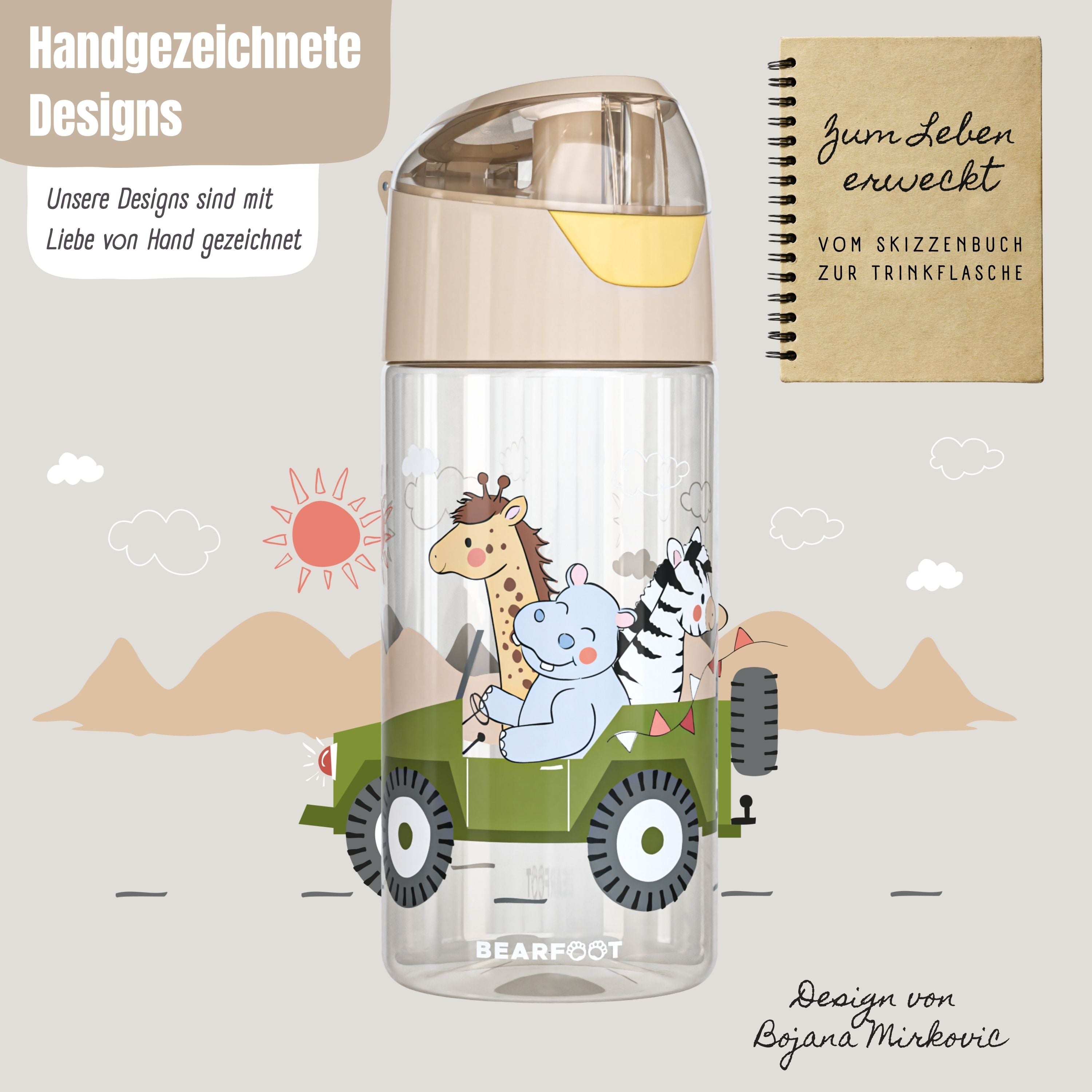 bearfoot-trinkflaschen-kinder-trinkflasche-safari-braun-450-ml image 2