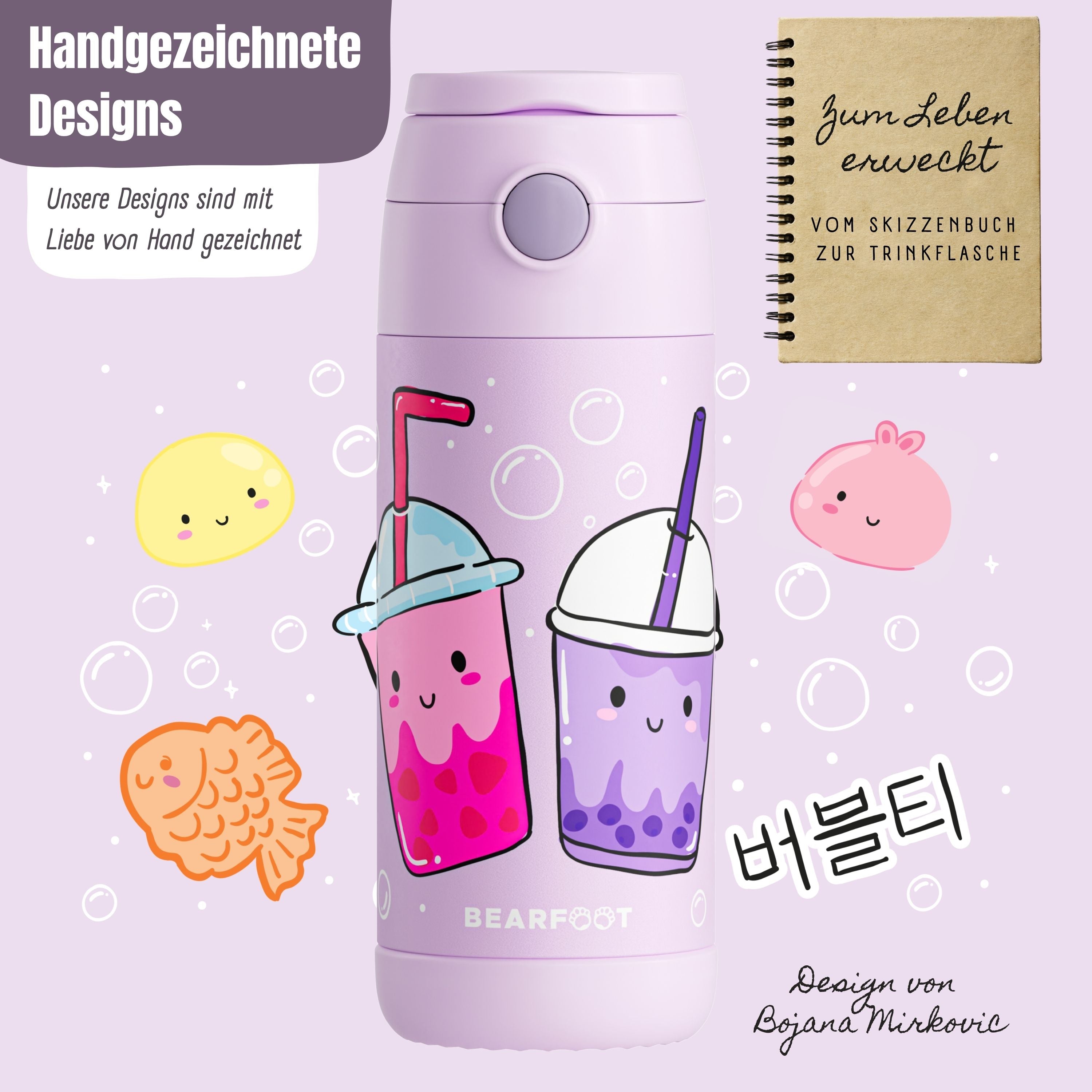 bearfoot-thermo-trinkflasche-kinder-bubble-tea-lila-350-ml-edelstahl image 4