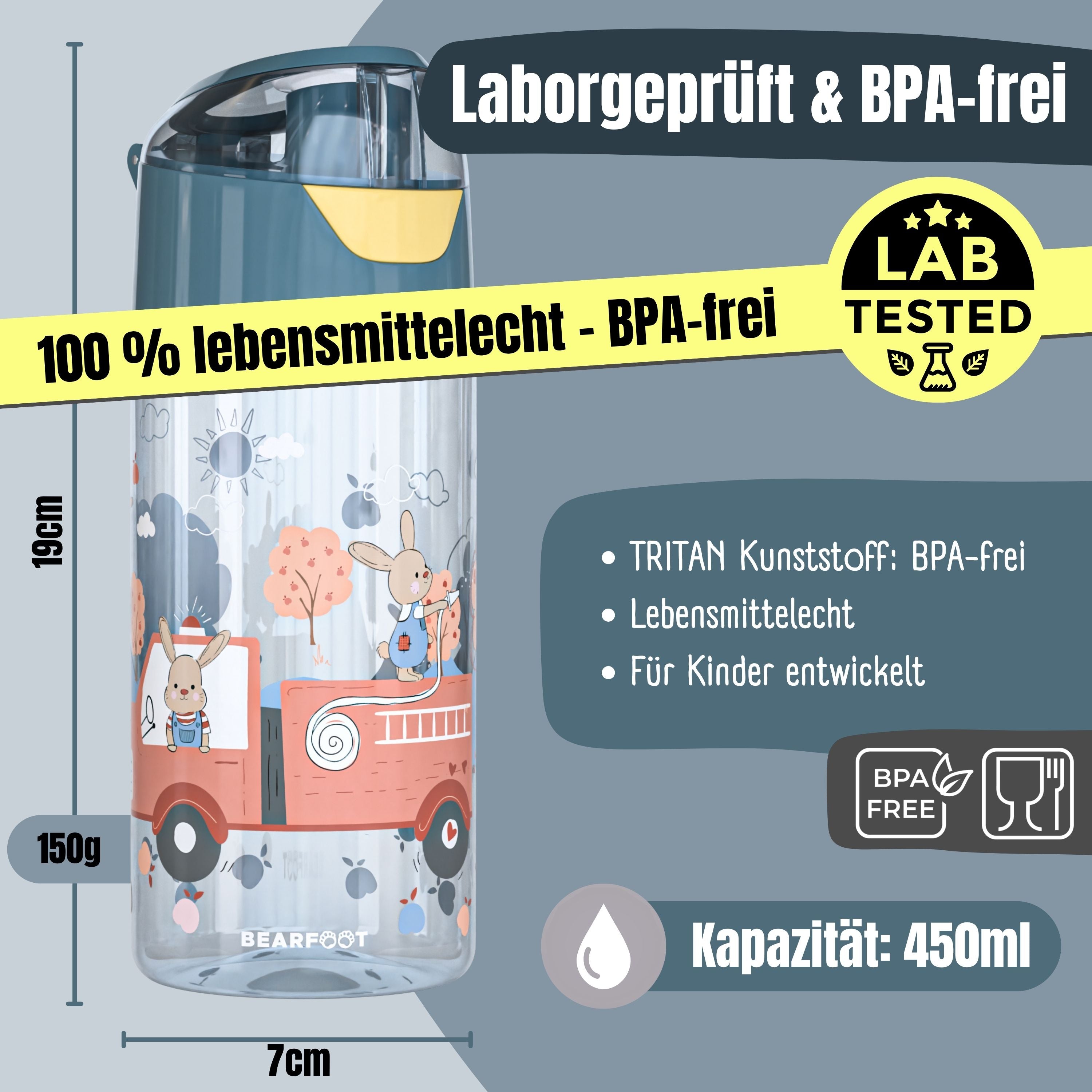 bearfoot-trinkflaschen-kindertrinkflasche-feuerwehr-450-ml image 4