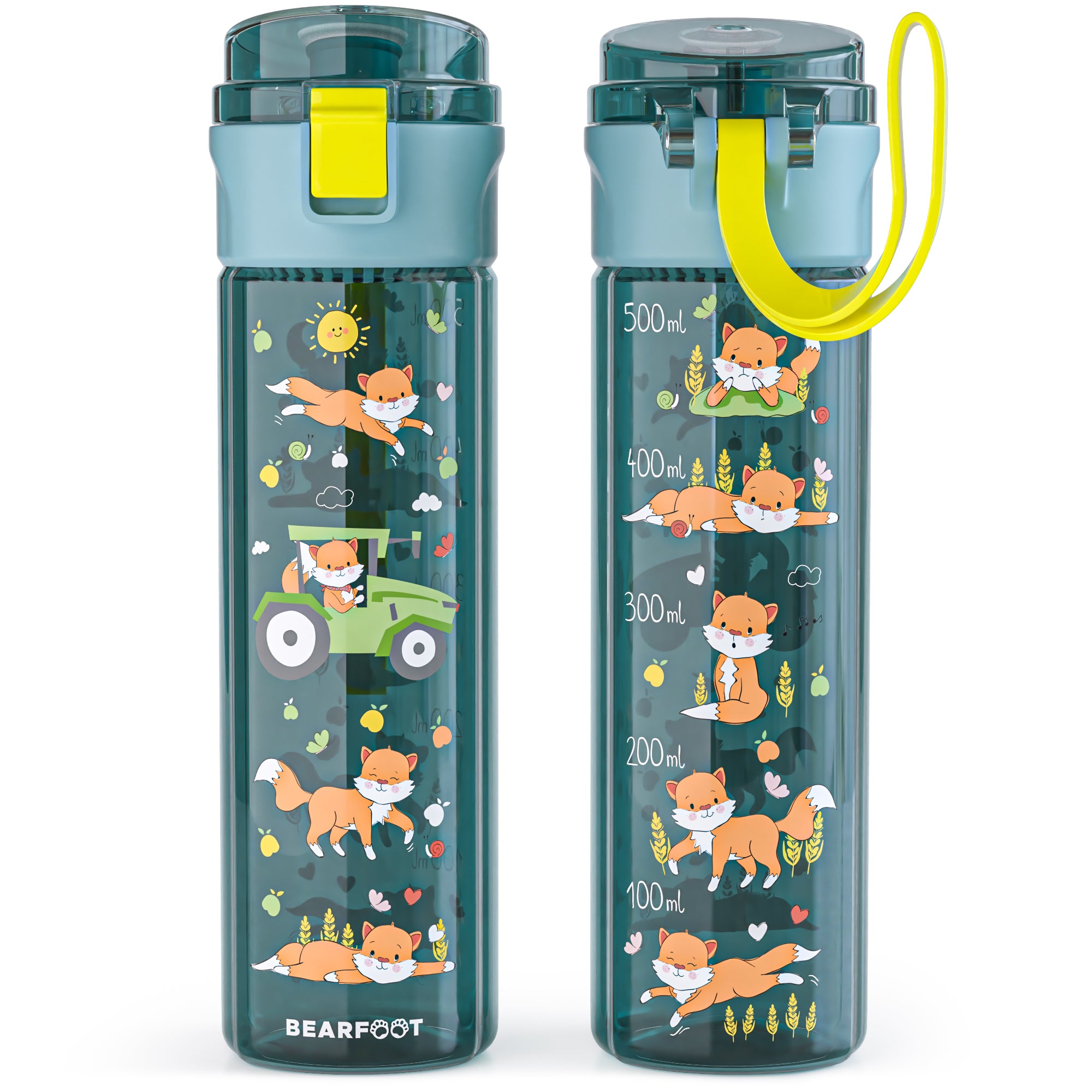 bearfoot-trinkflaschen-traktor-500ml-trinkflasche-blau-stimmungs-skala image 3