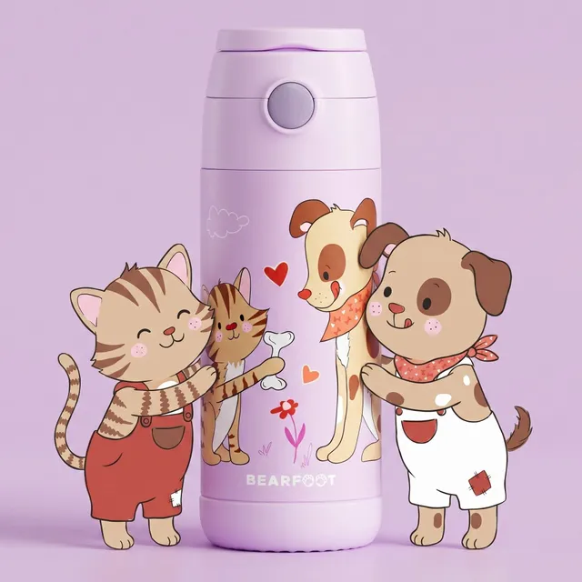 bearfoot-trinkflasche-hund-katze-lila-edelstahl-350-ml image 1