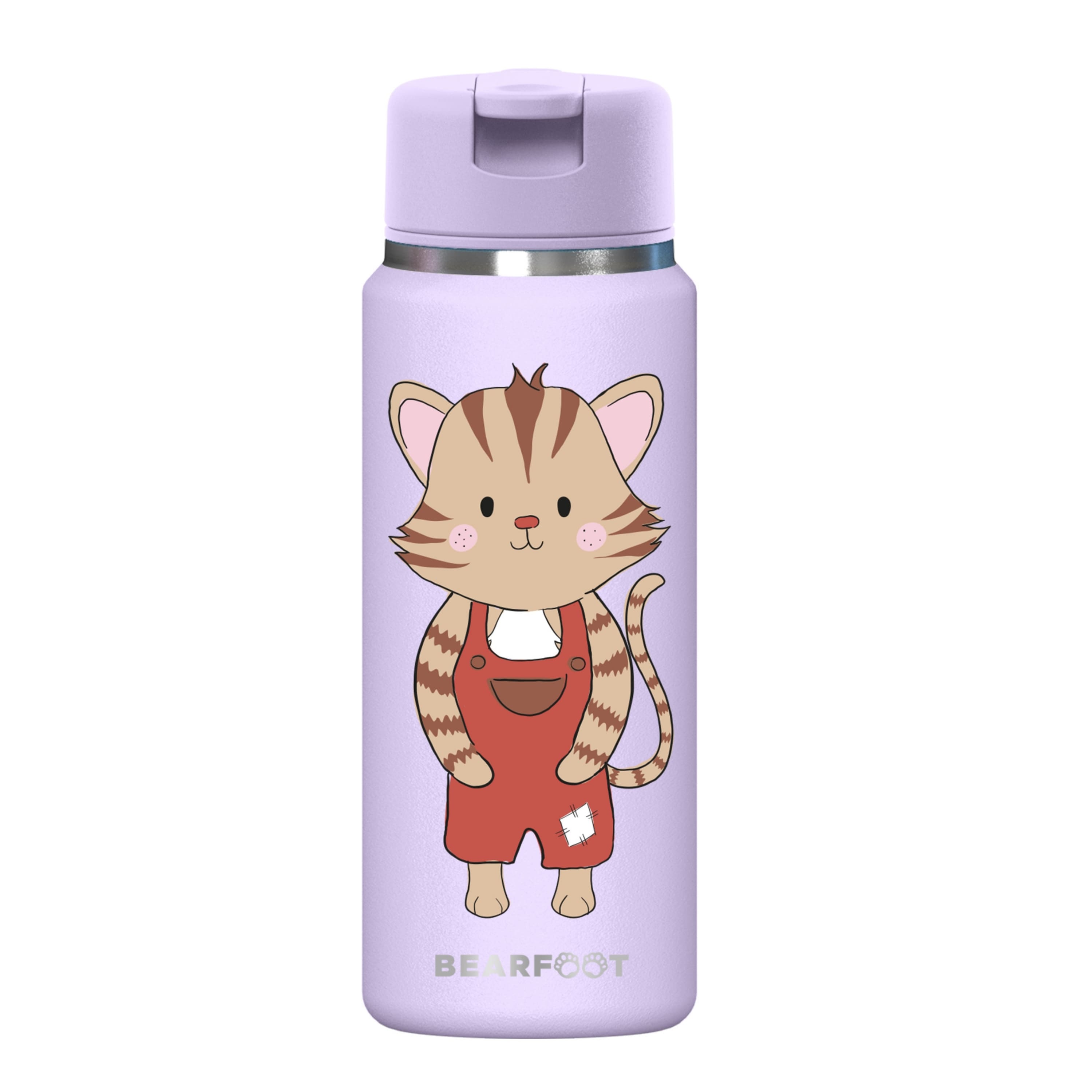 bearfoot-tiny-katze-lila-isolierflasche-200-ml-mit-strohhalm image 3
