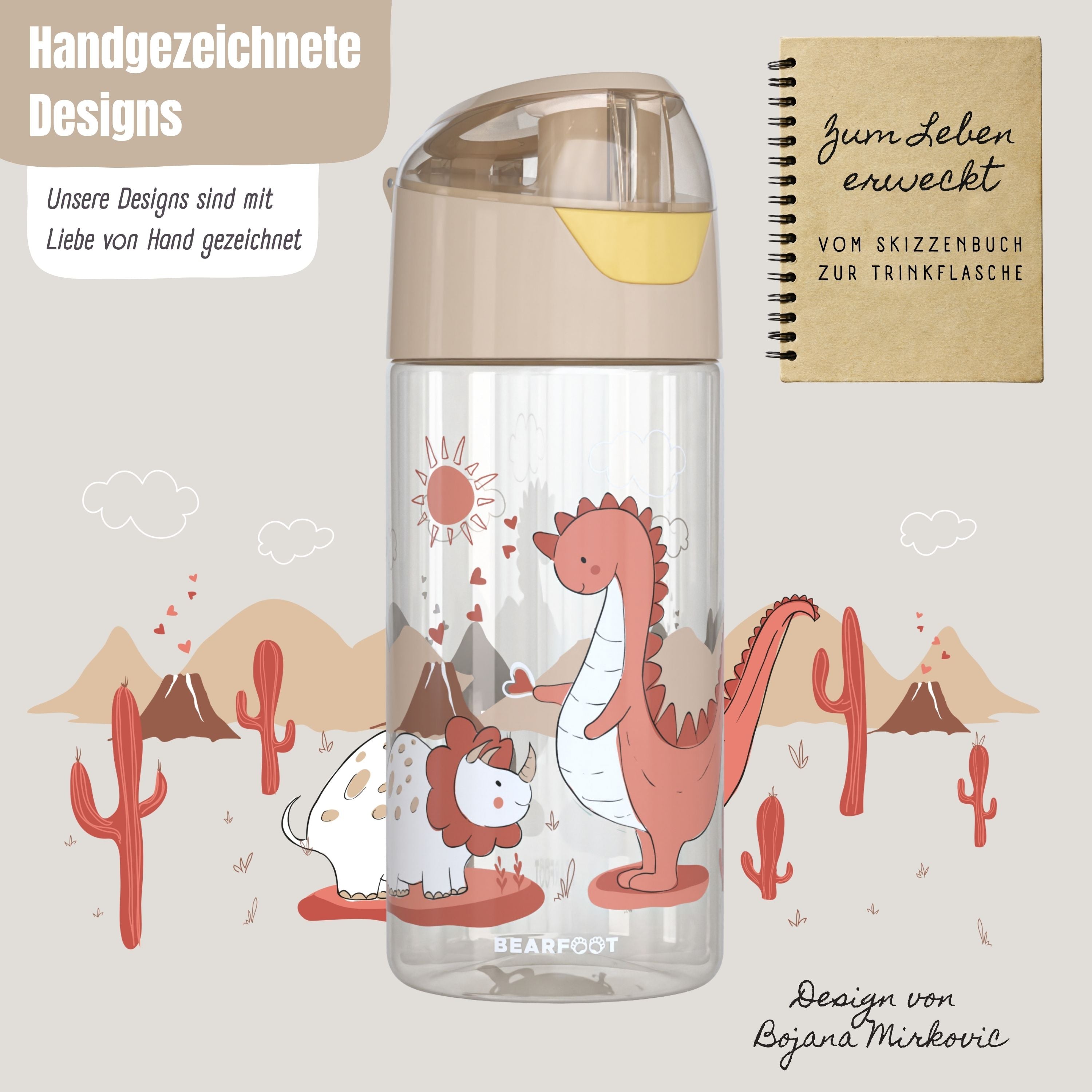 bearfoot-trinkflaschen-trinkflasche-kinder-dino-450-ml-bpa-frei image 2