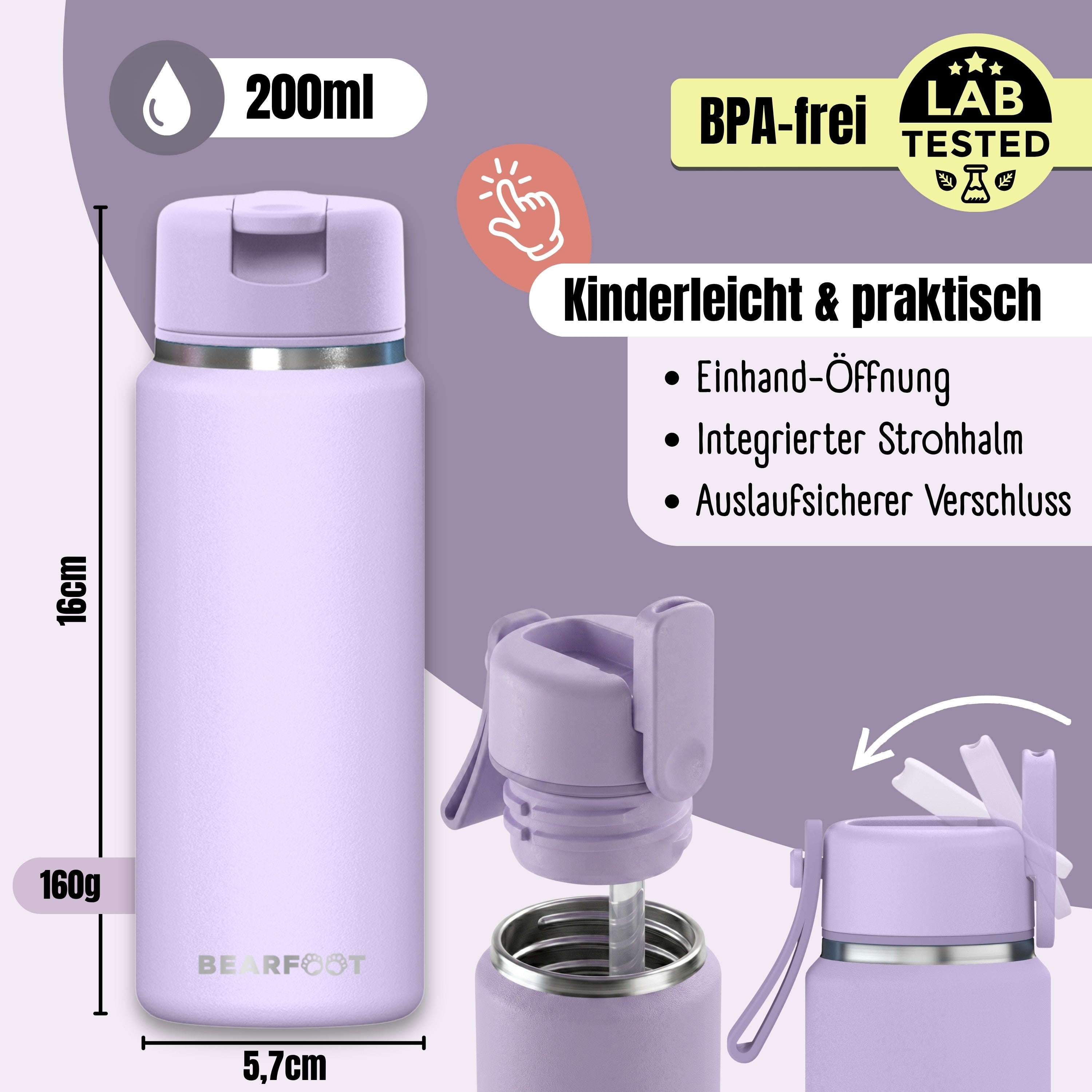 bearfoot-tiny-thermo-trinkflasche-200-ml-lila-edelstahl image 3