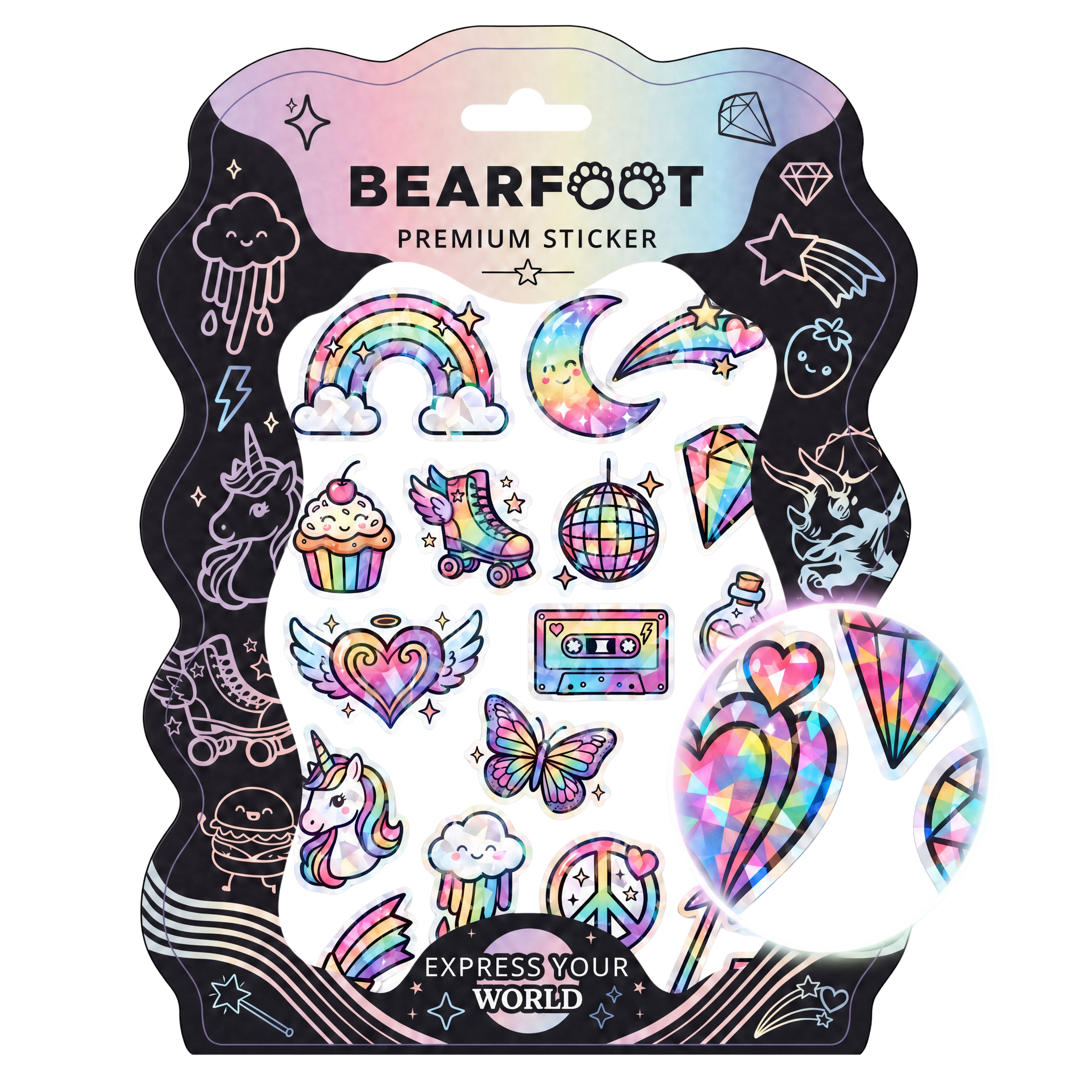 bearfoot-accessoires-premium-sticker-rainbow-din-a5-holografisch image 1