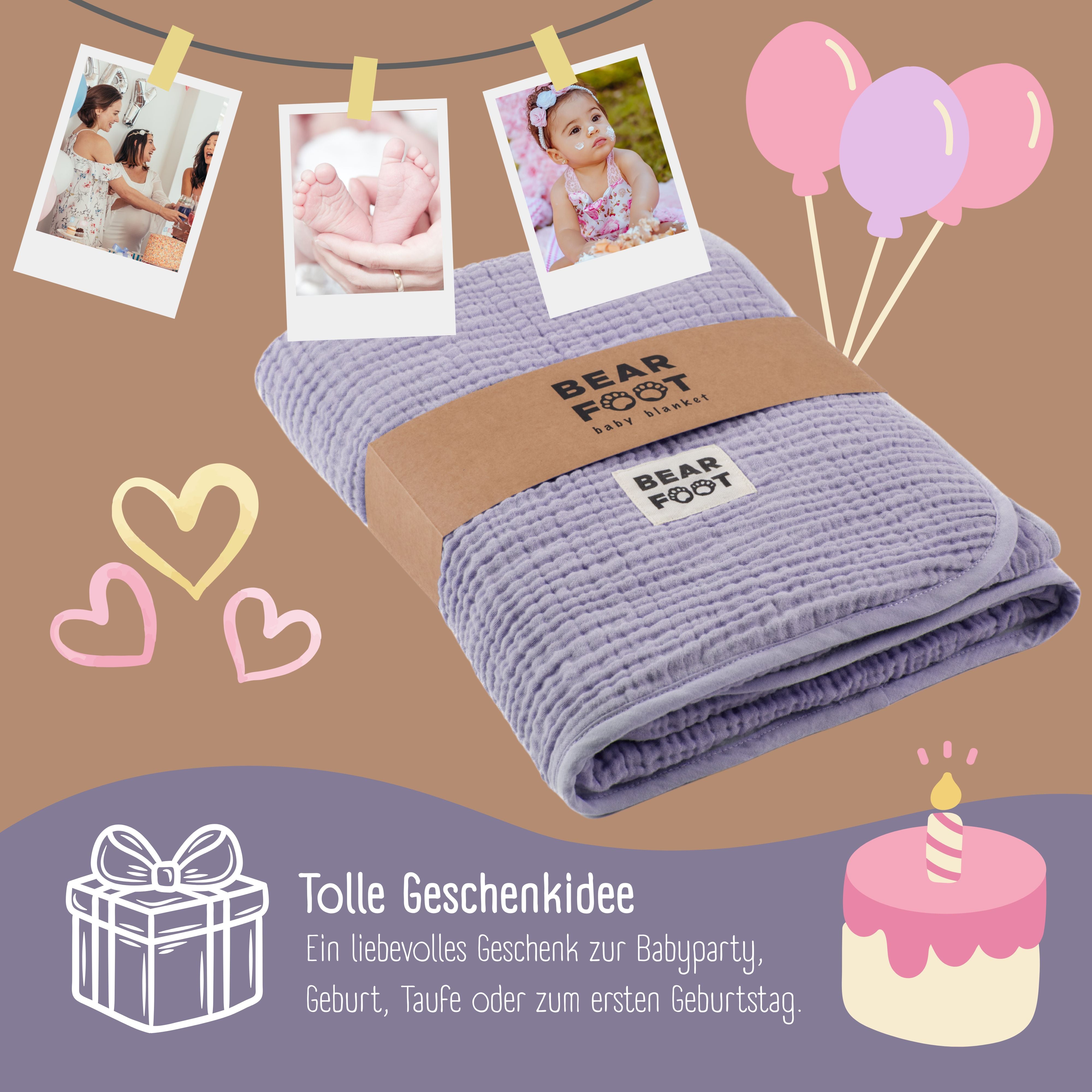 bearfoot-babydecke-musselin-fleece-lila-flauschige-kuscheldecke-wende image 5