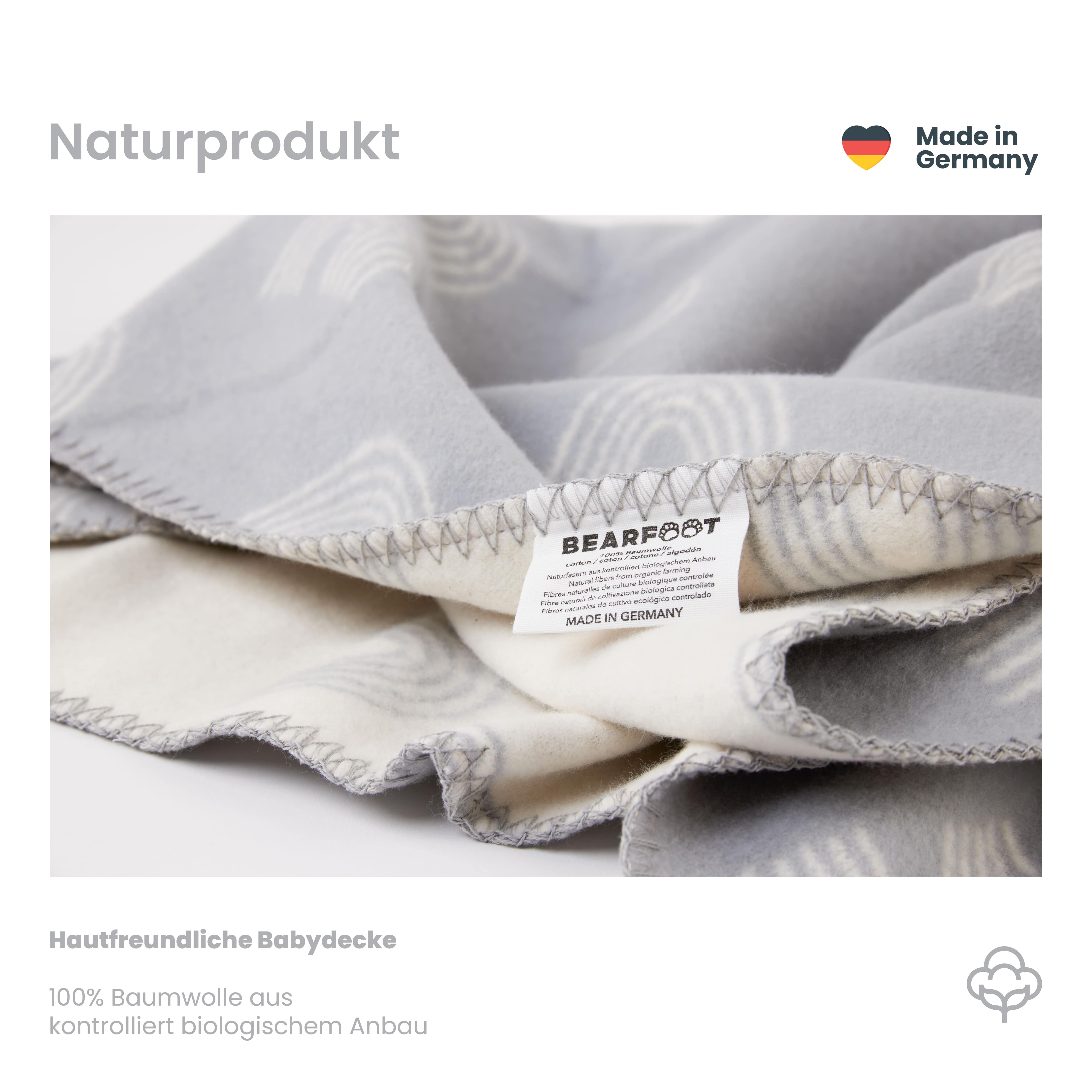 bearfoot-babydecke-bio-baumwolle-regenbogen-grau-100x75-made-in-germany image 2