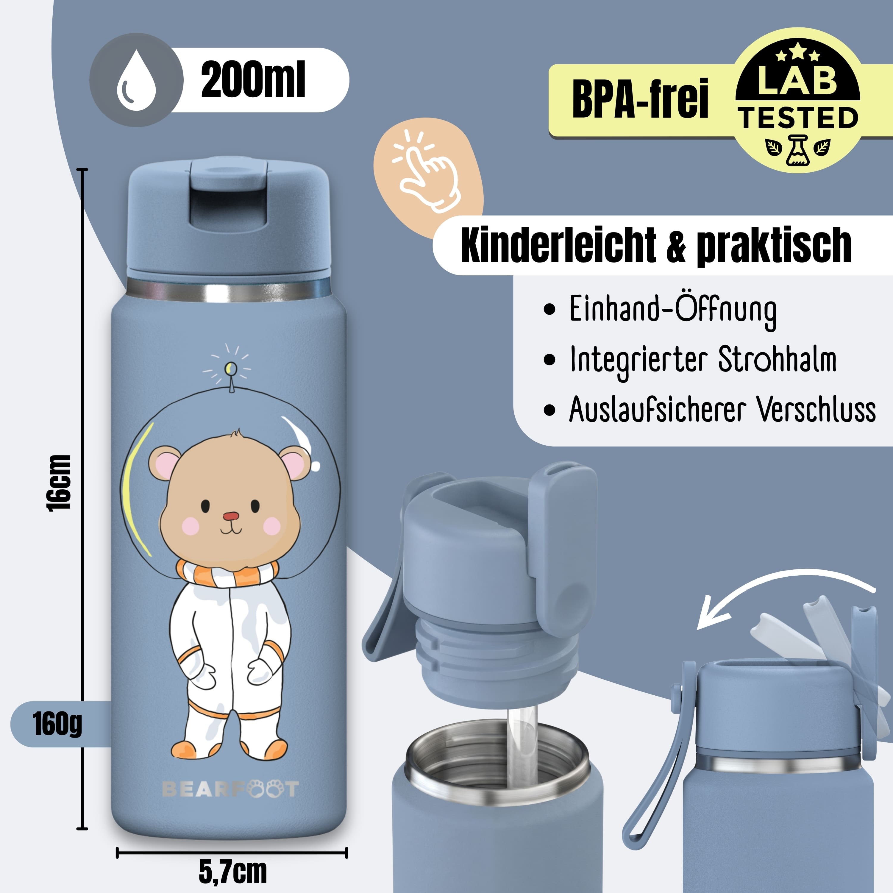bearfoot-tiny-astro-b-r-blau-isolierflasche-200-ml-mit-strohhalm image 4
