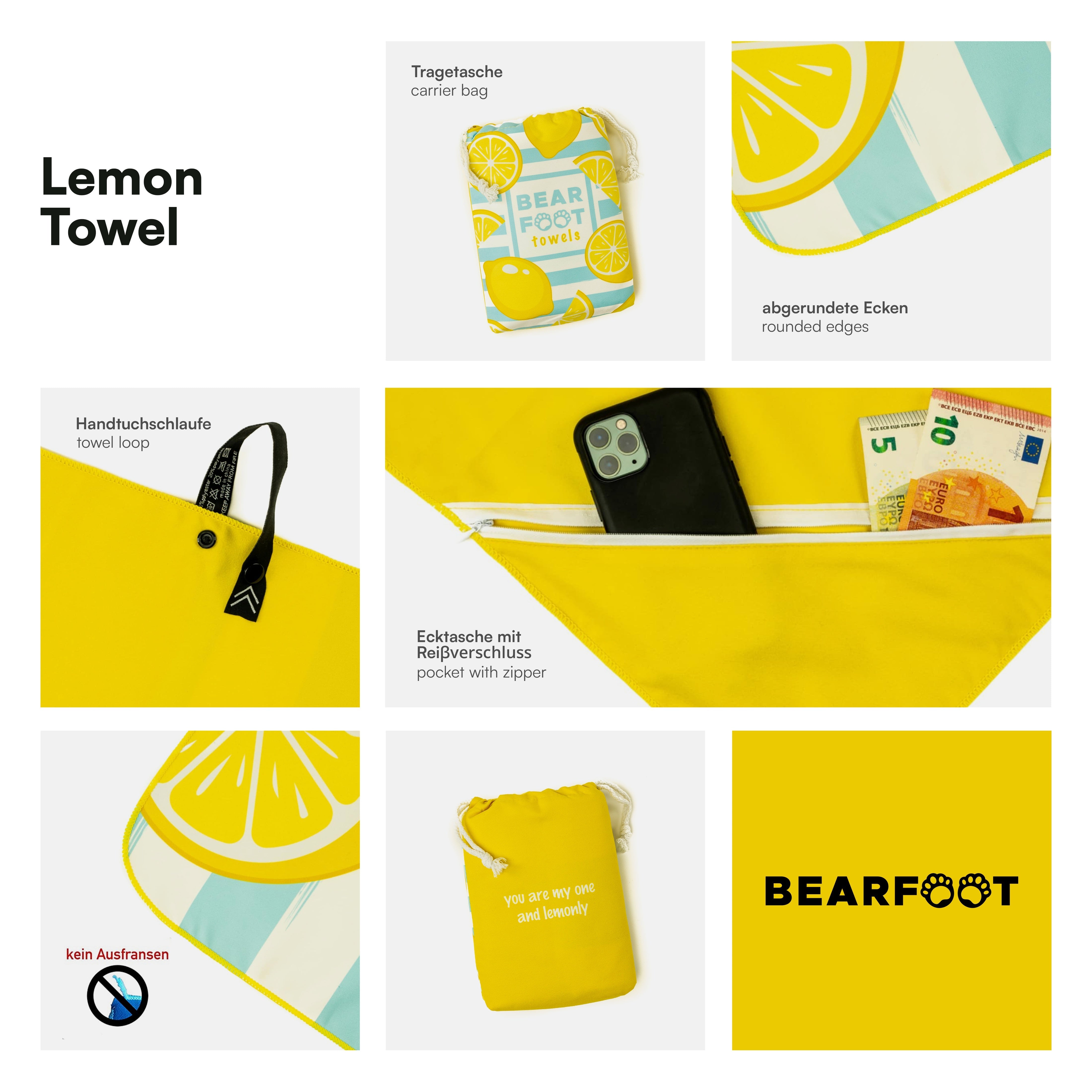 bearfoot-strandtuch-gelbe-zitrone-mikrofaser-160x80-cm image 3