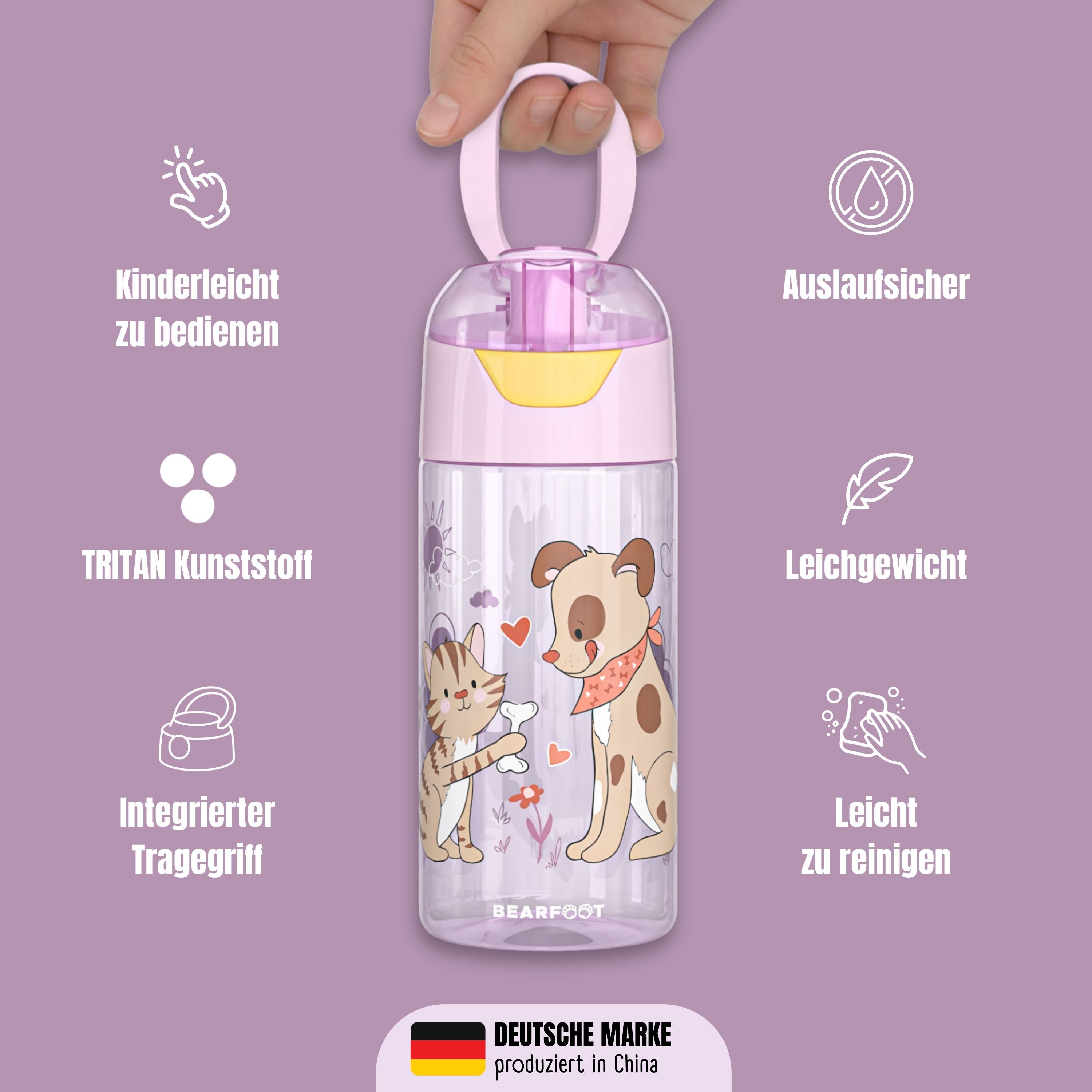 bearfoot-trinkflasche-hund-katze-pink-450ml-tritan image 6