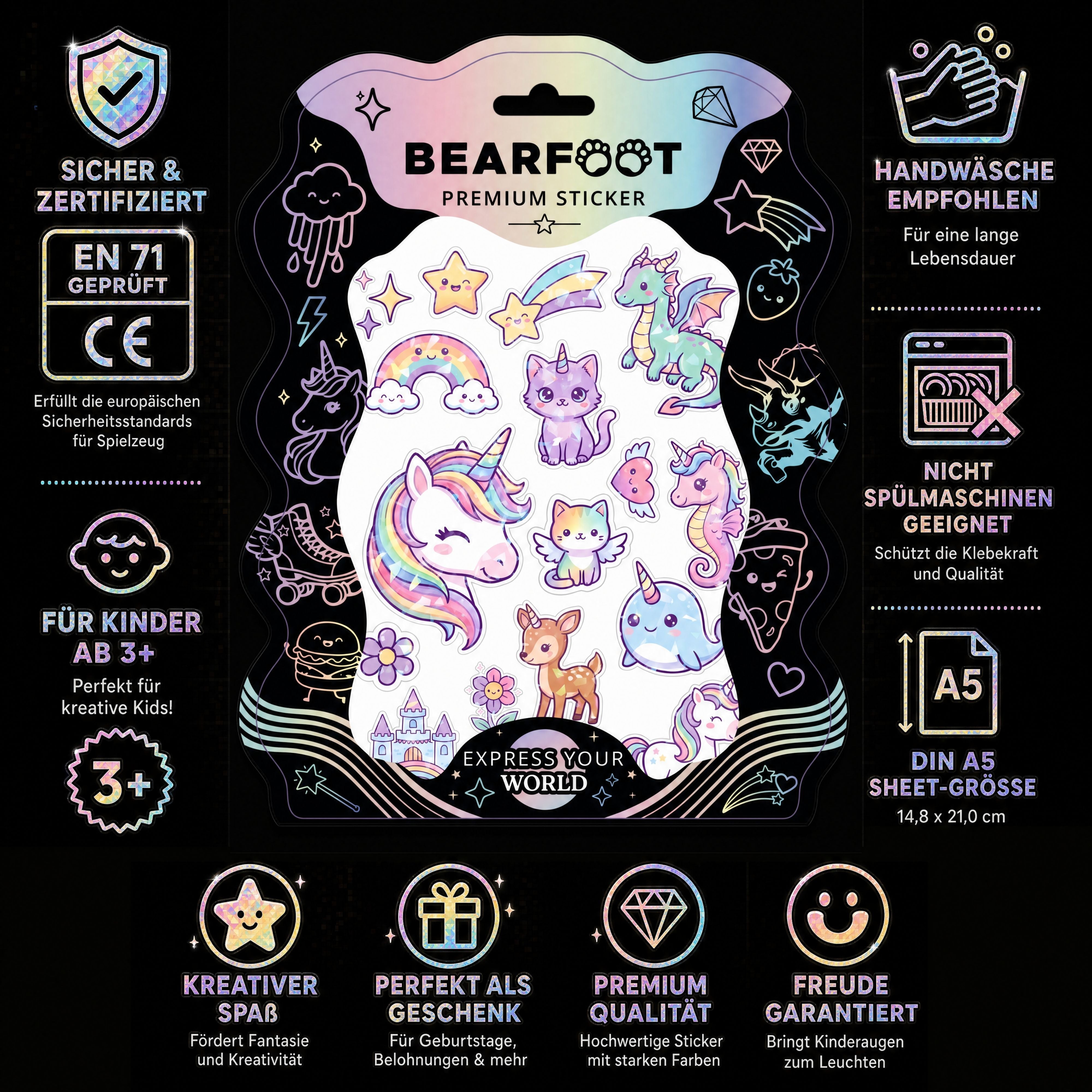 bearfoot-accessoires-magical-din-a5-sticker-holografisch-prisma image 3