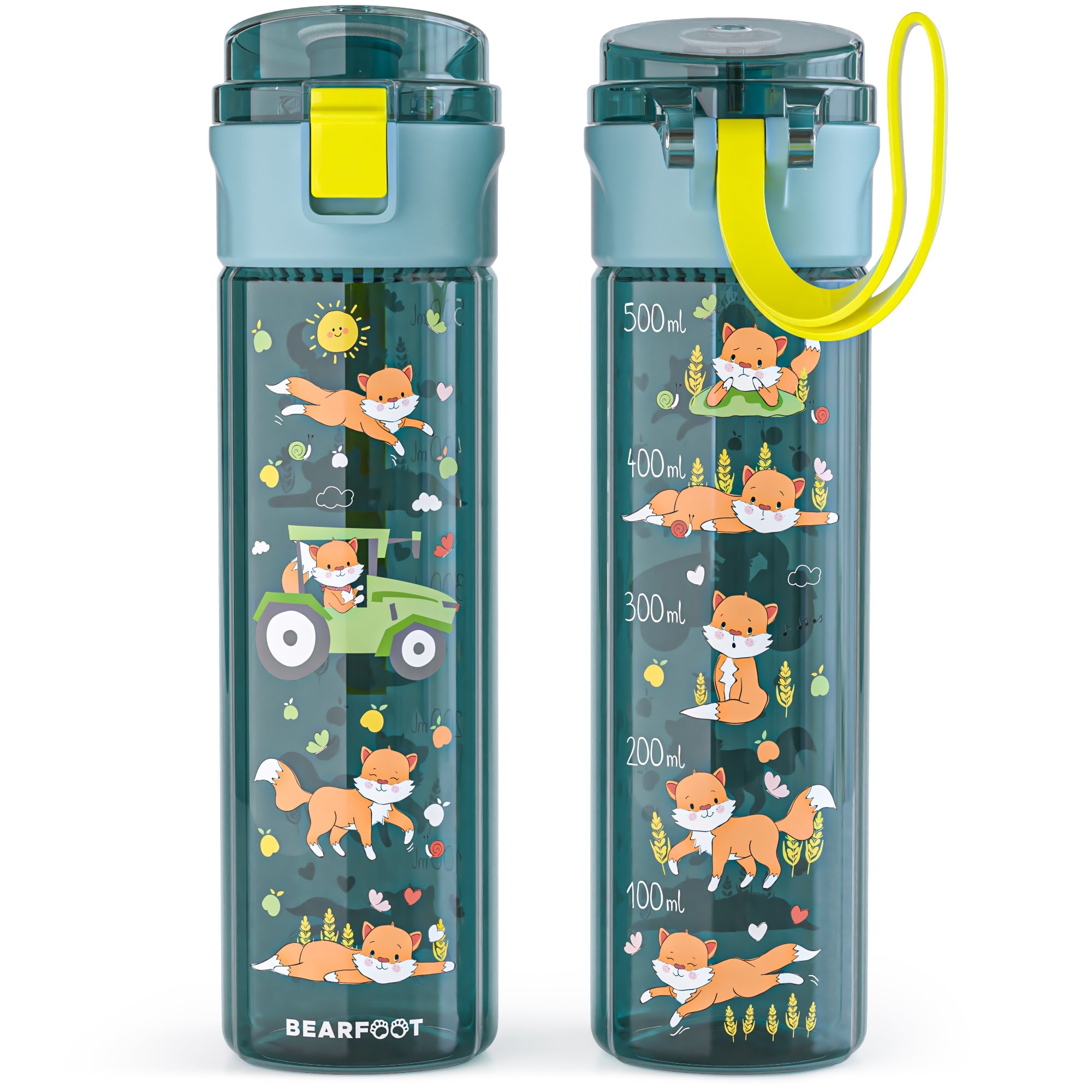 bearfoot-trinkflaschen-traktor-500ml-trinkflasche-blau-stimmungs-skala image 1