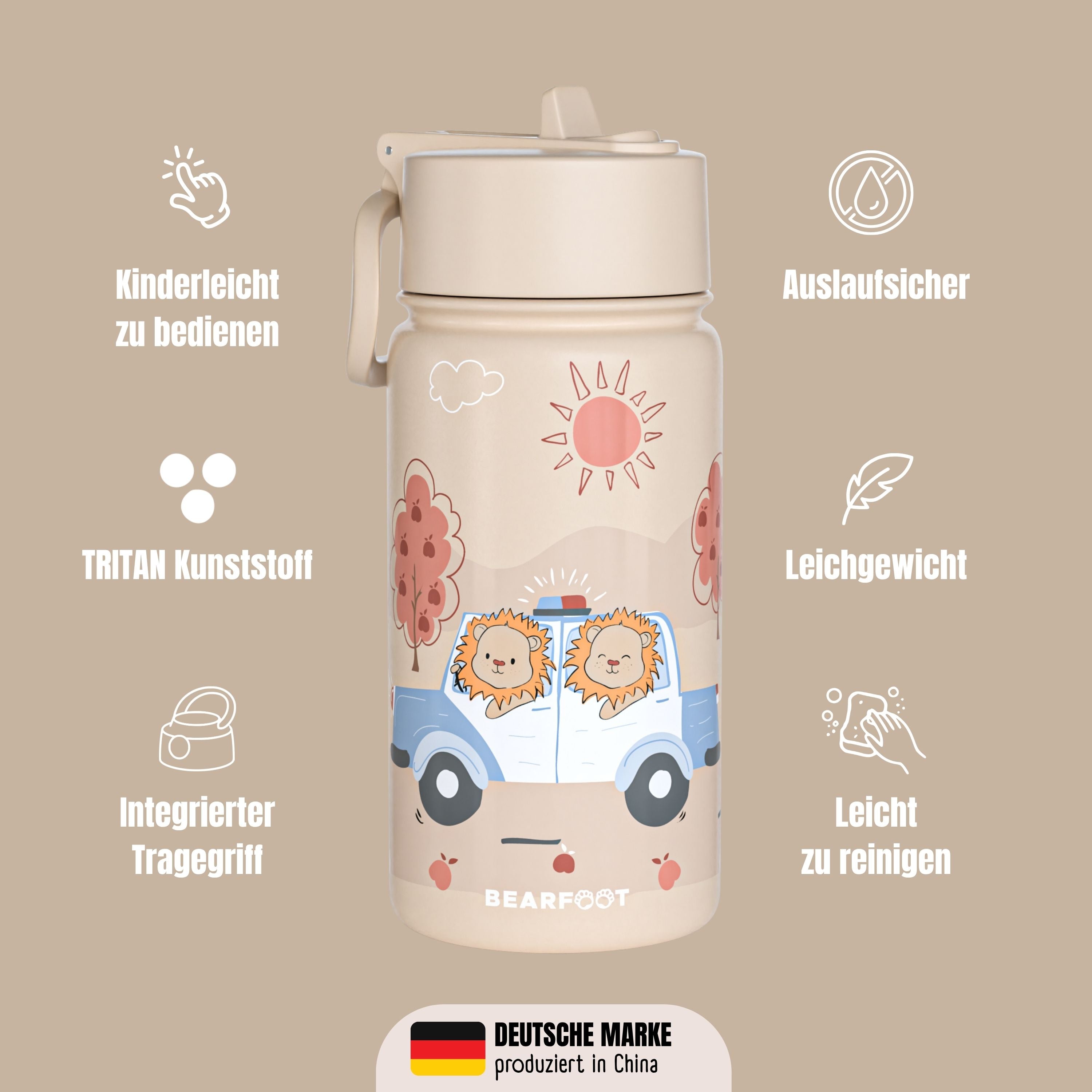 bearfoot-isolierflaschen-polizei-thermo-trinkflasche-400-ml-braun image 3