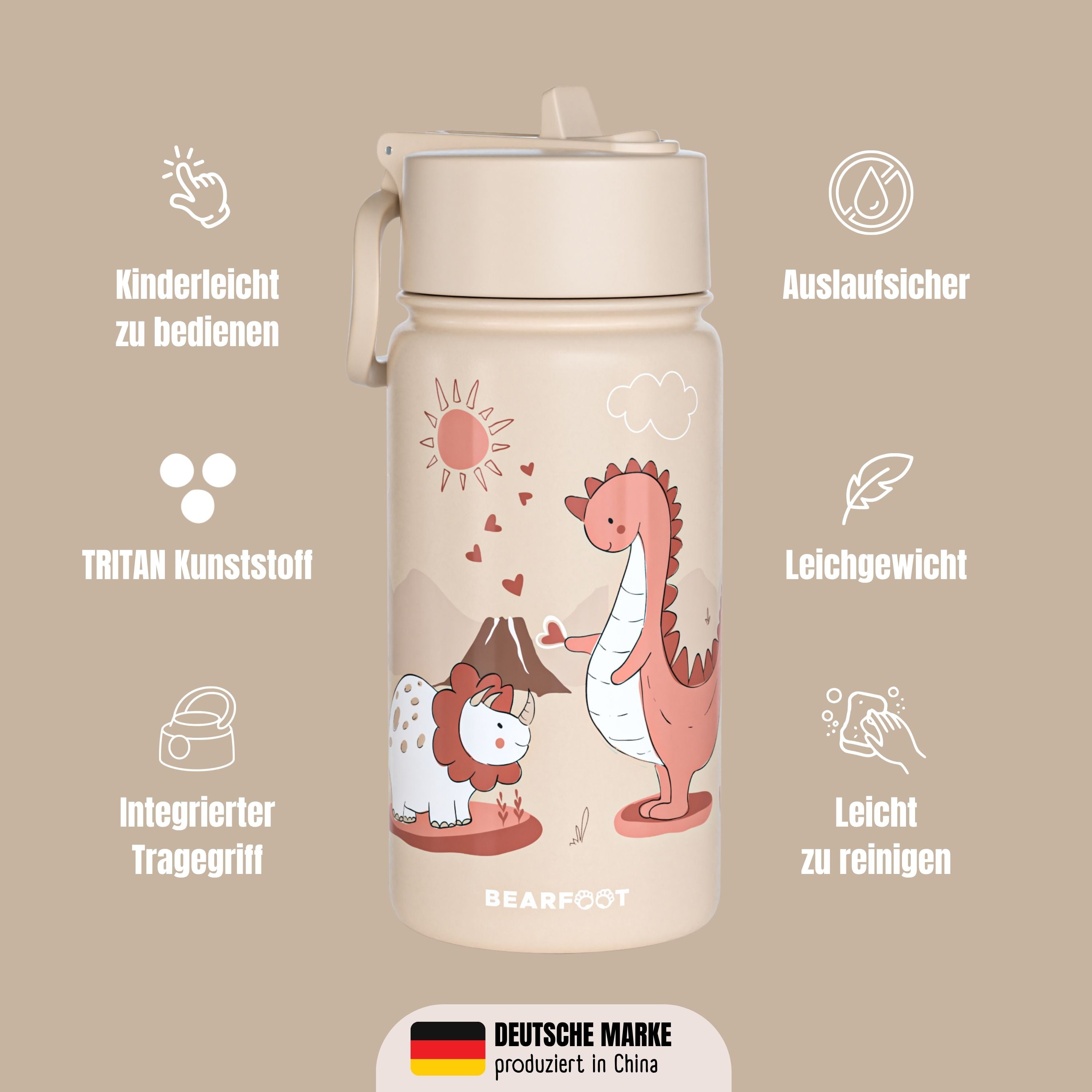 bearfoot-isolierflaschen-thermoflasche-dinos-braun-400-ml image 3