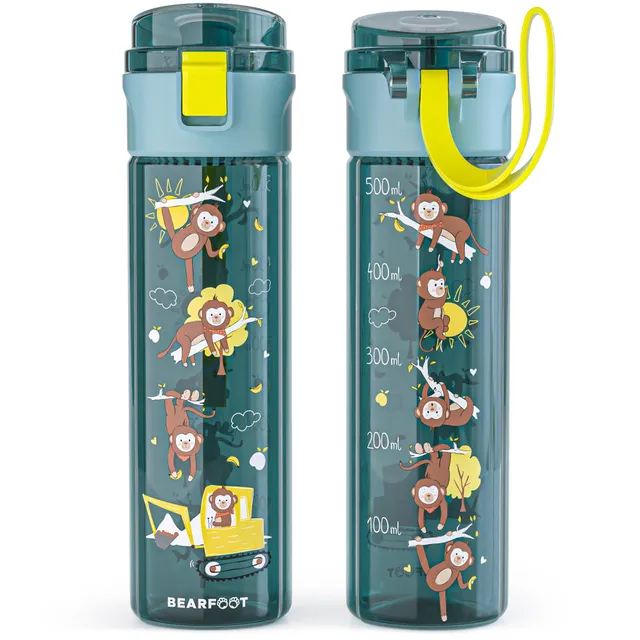 bearfoot-trinkflasche-kinder-500ml-bagger-blau-tritan-auslaufsicher image 1