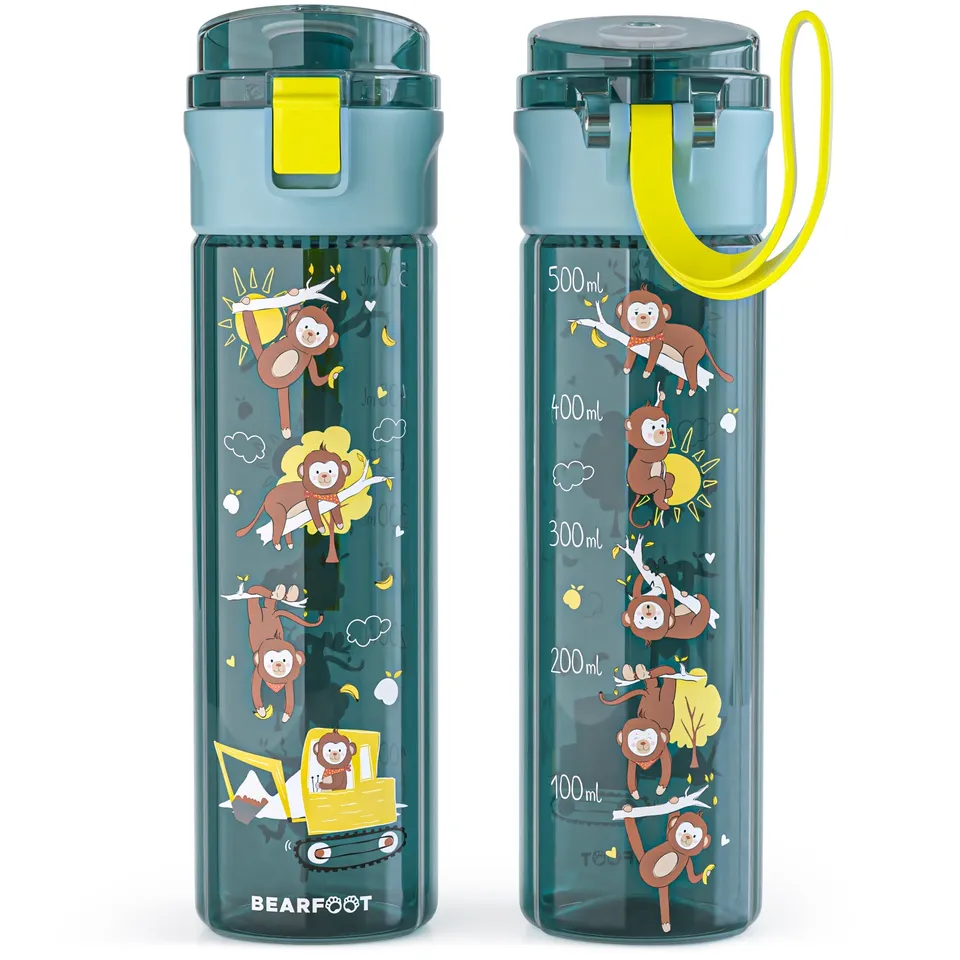 bearfoot-trinkflasche-kinder-500ml-bagger-blau-tritan-auslaufsicher image 1