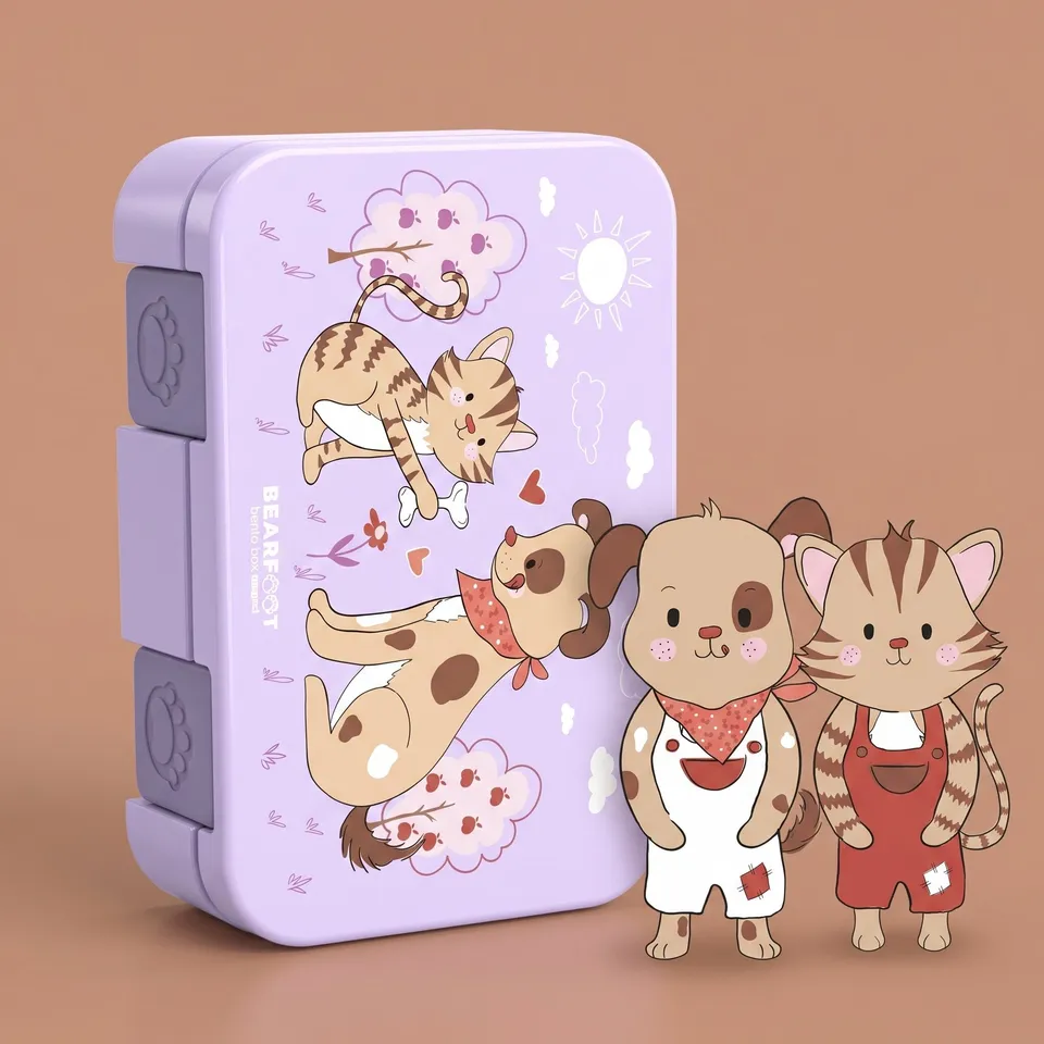 bearfoot-brotdosen-bento-box-hund-katze-lila-650-ml image 1
