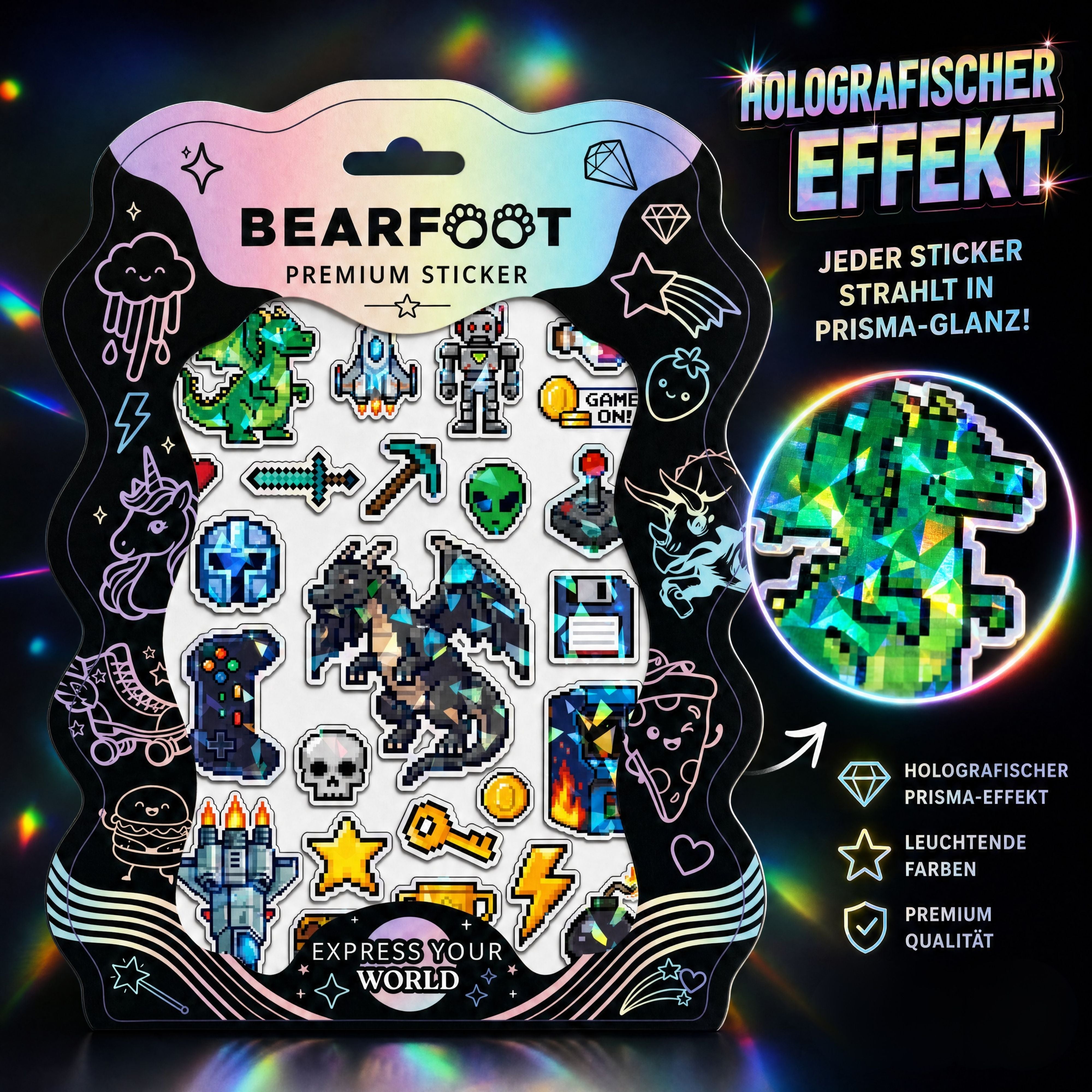 bearfoot-accessoires-premium-sticker-game-holografisch-din-a5 image 2