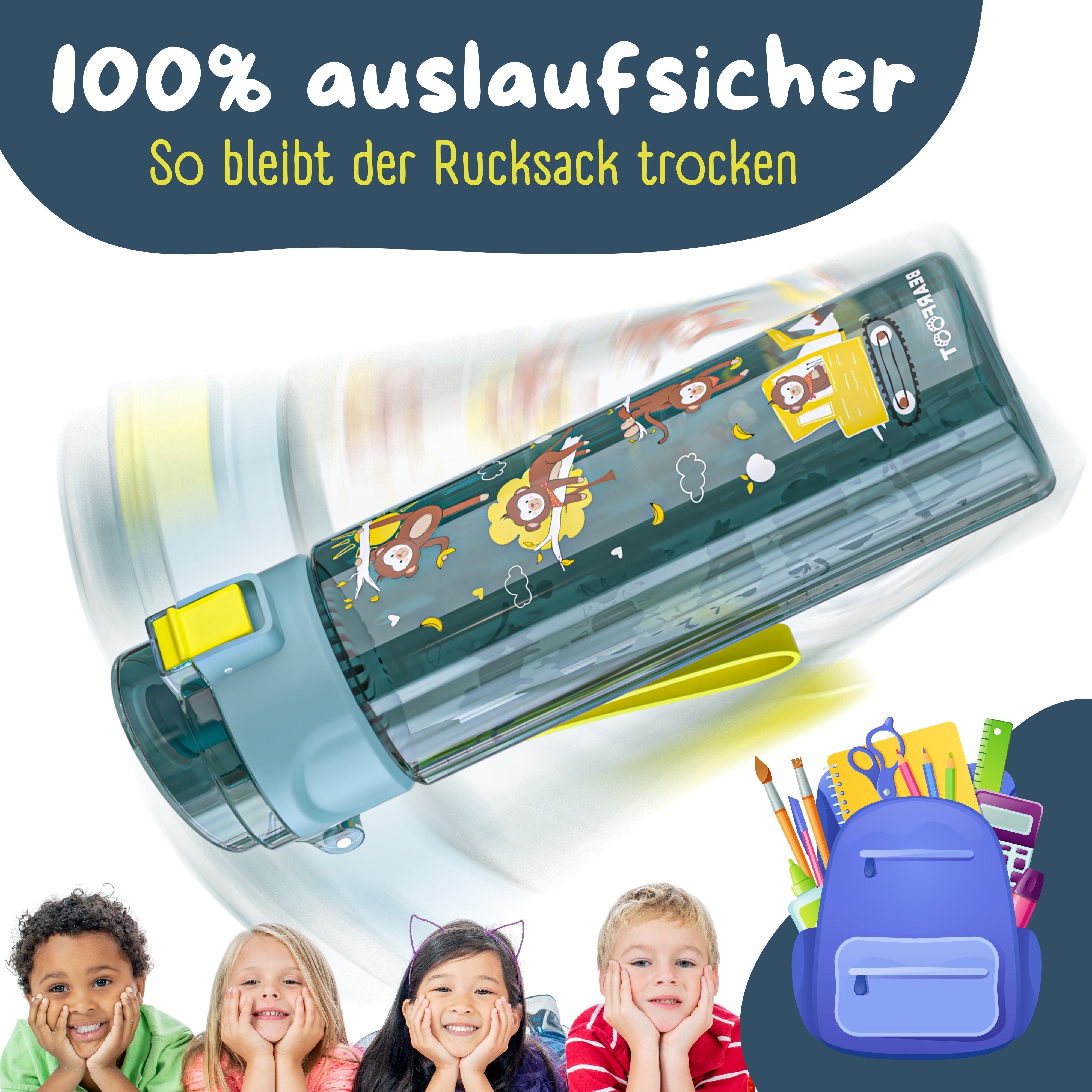 bearfoot-trinkflasche-kinder-500ml-bagger-blau-tritan-auslaufsicher image 7