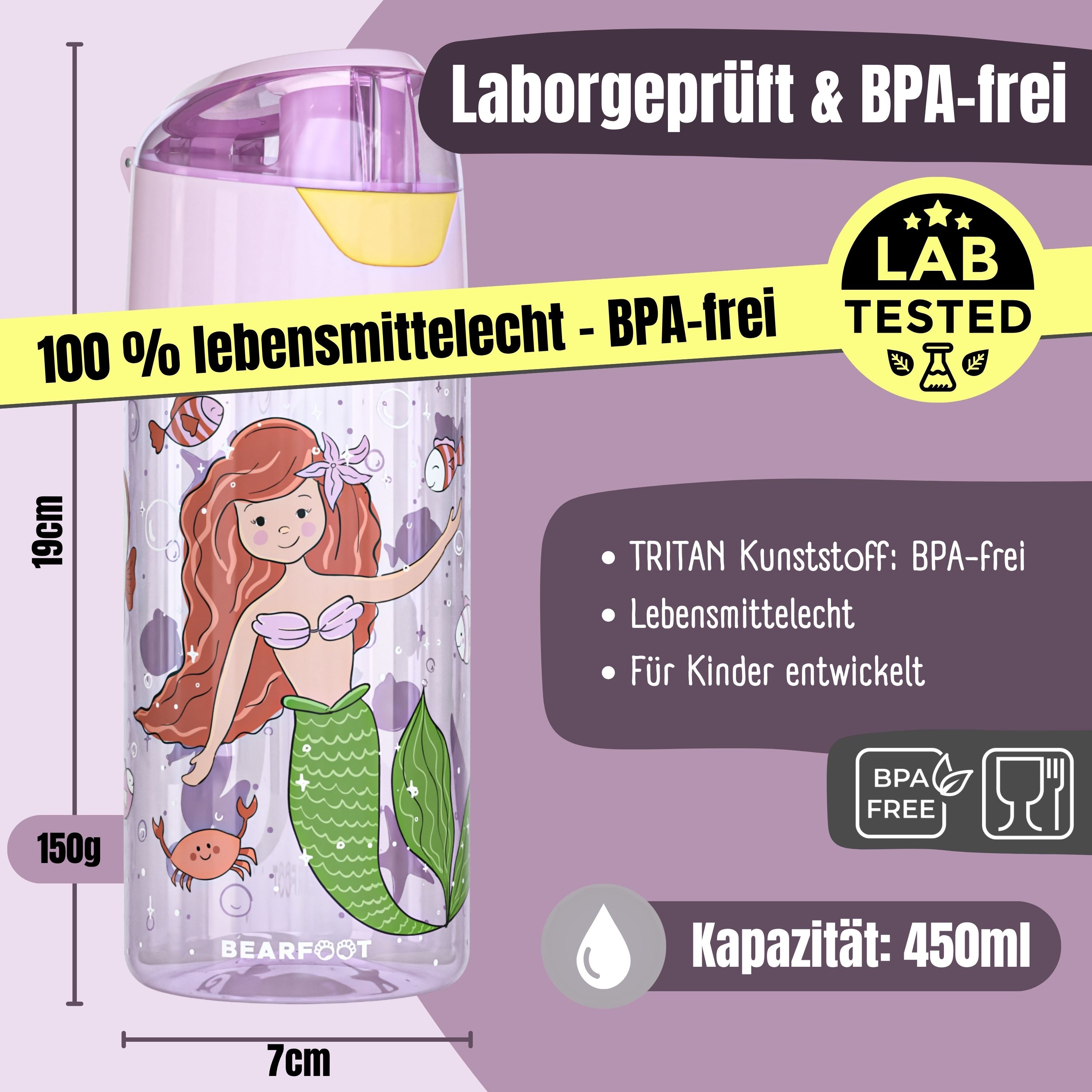bearfoot-trinkflaschen-trinkflasche-kinder-meerjungfrau-450-ml image 4