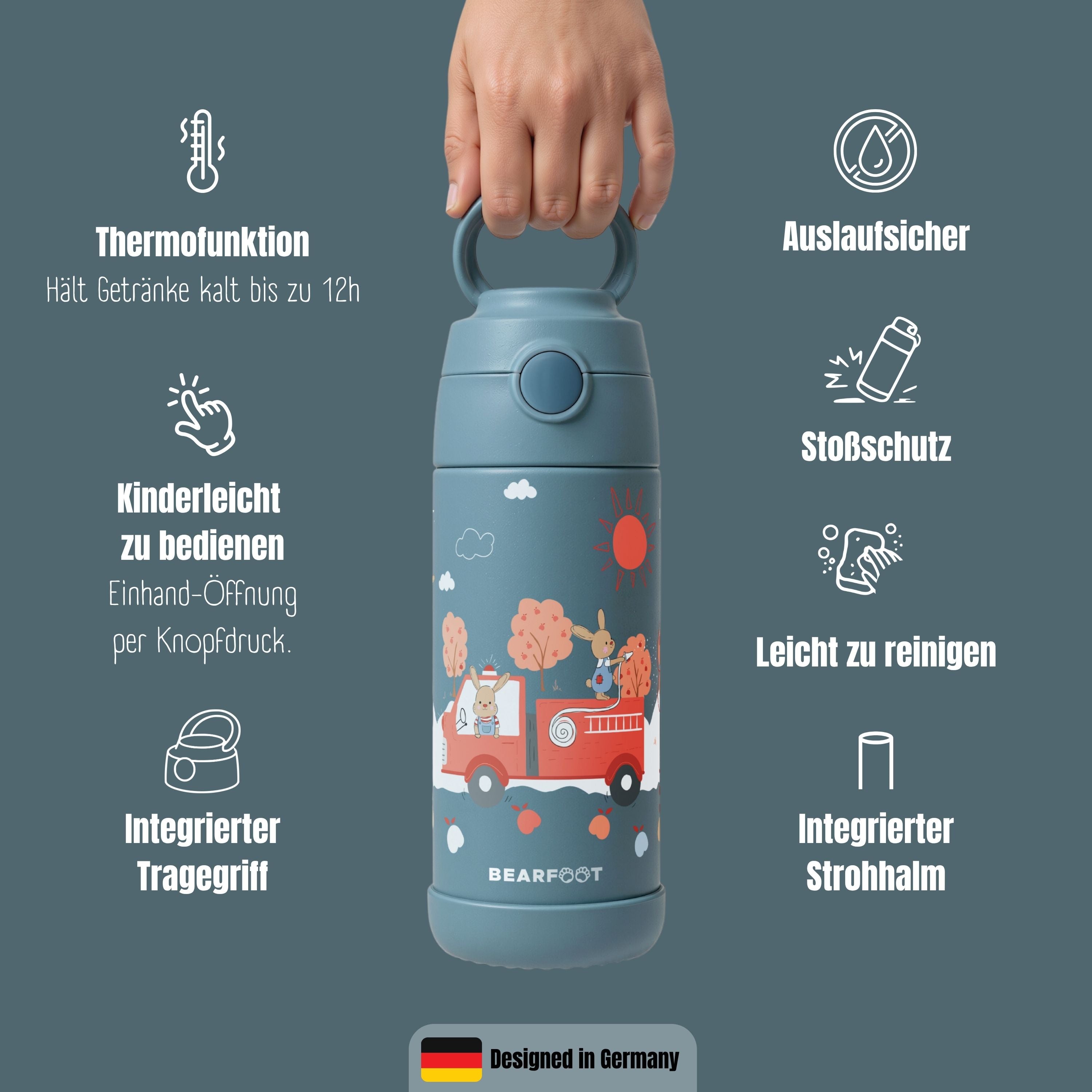 bearfoot-thermo-trinkflasche-feuerwehr-hase-blau-350ml image 8