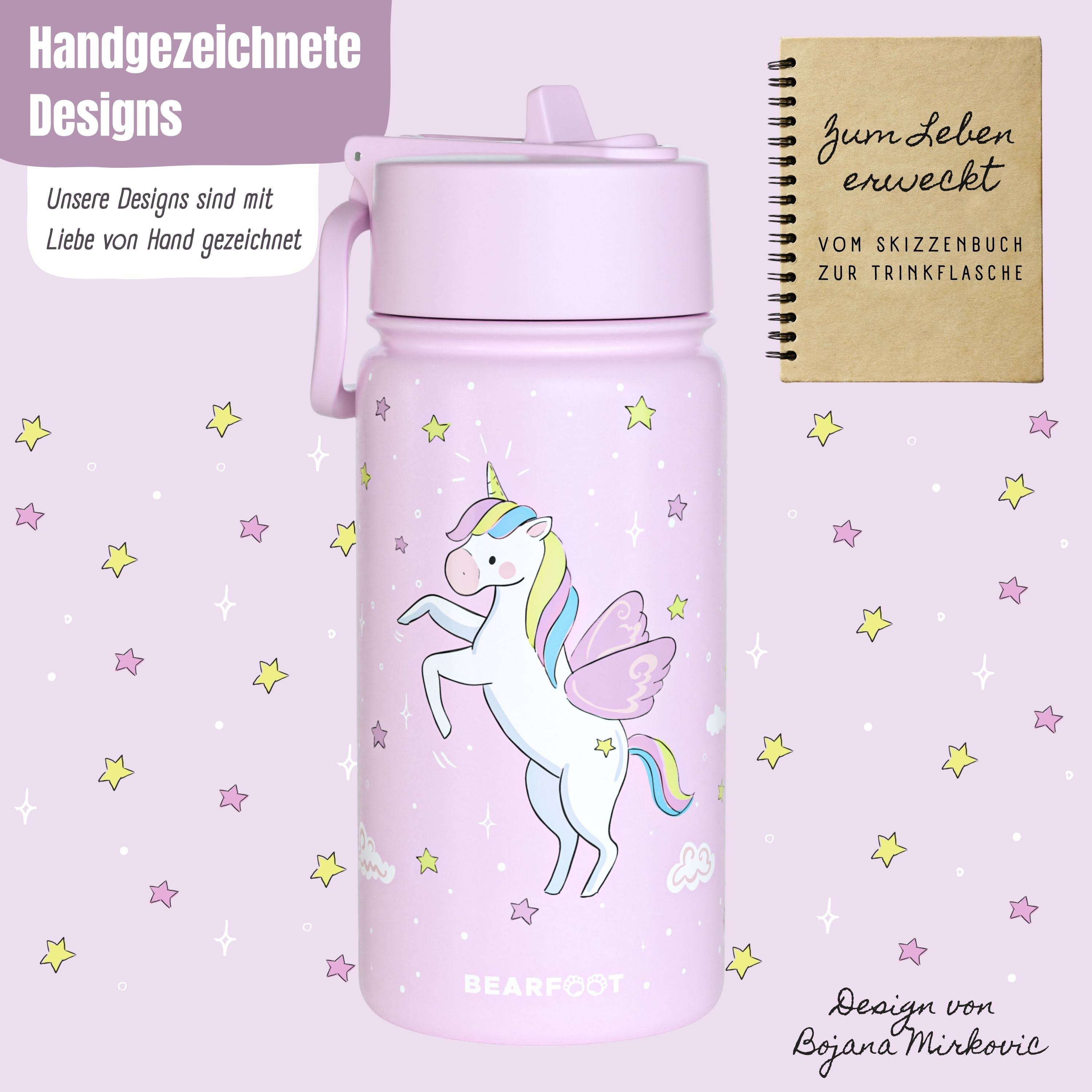 bearfoot-isolierflaschen-einhorn-lila-thermo-trinkflasche-400ml image 3