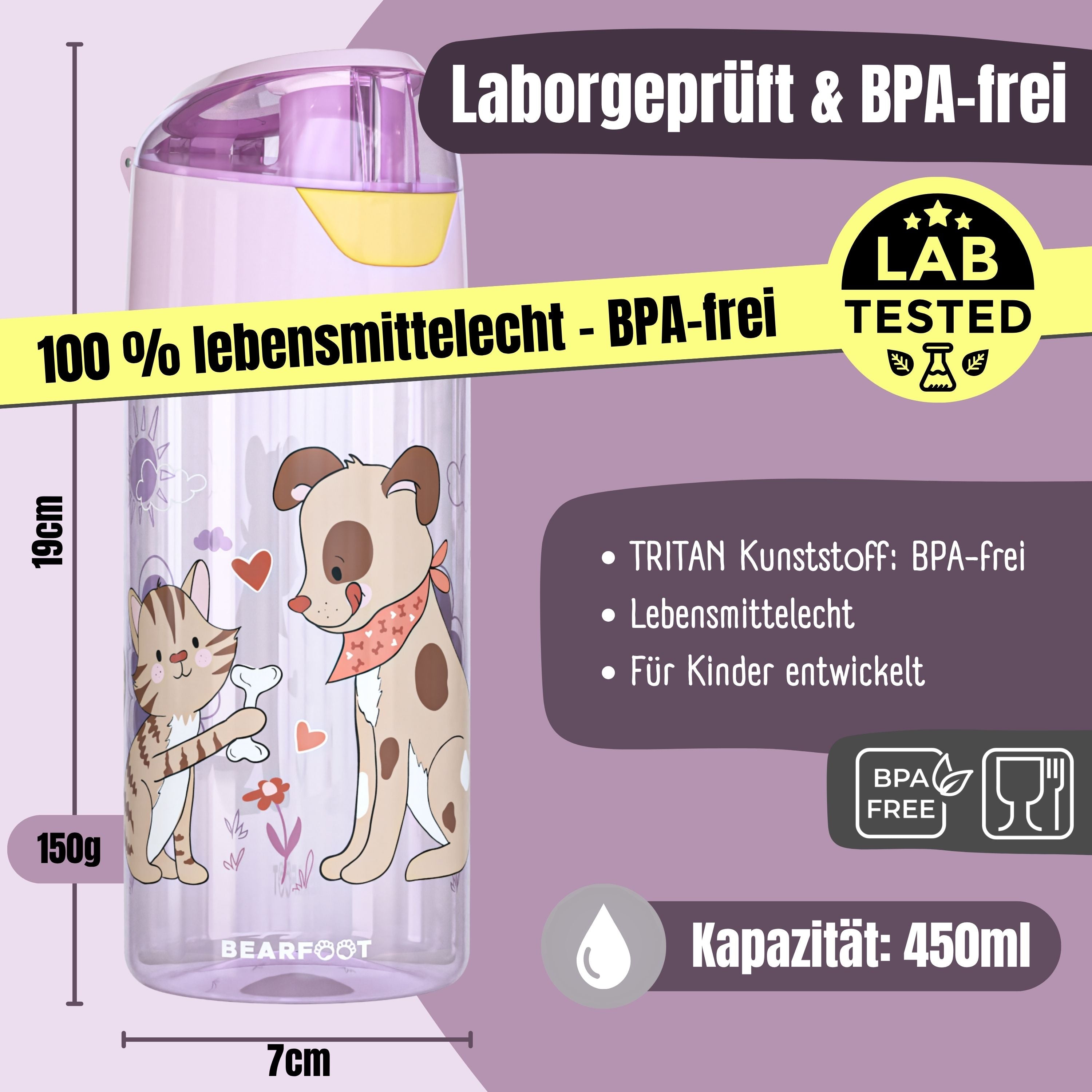 bearfoot-trinkflasche-hund-katze-pink-450ml-tritan image 3
