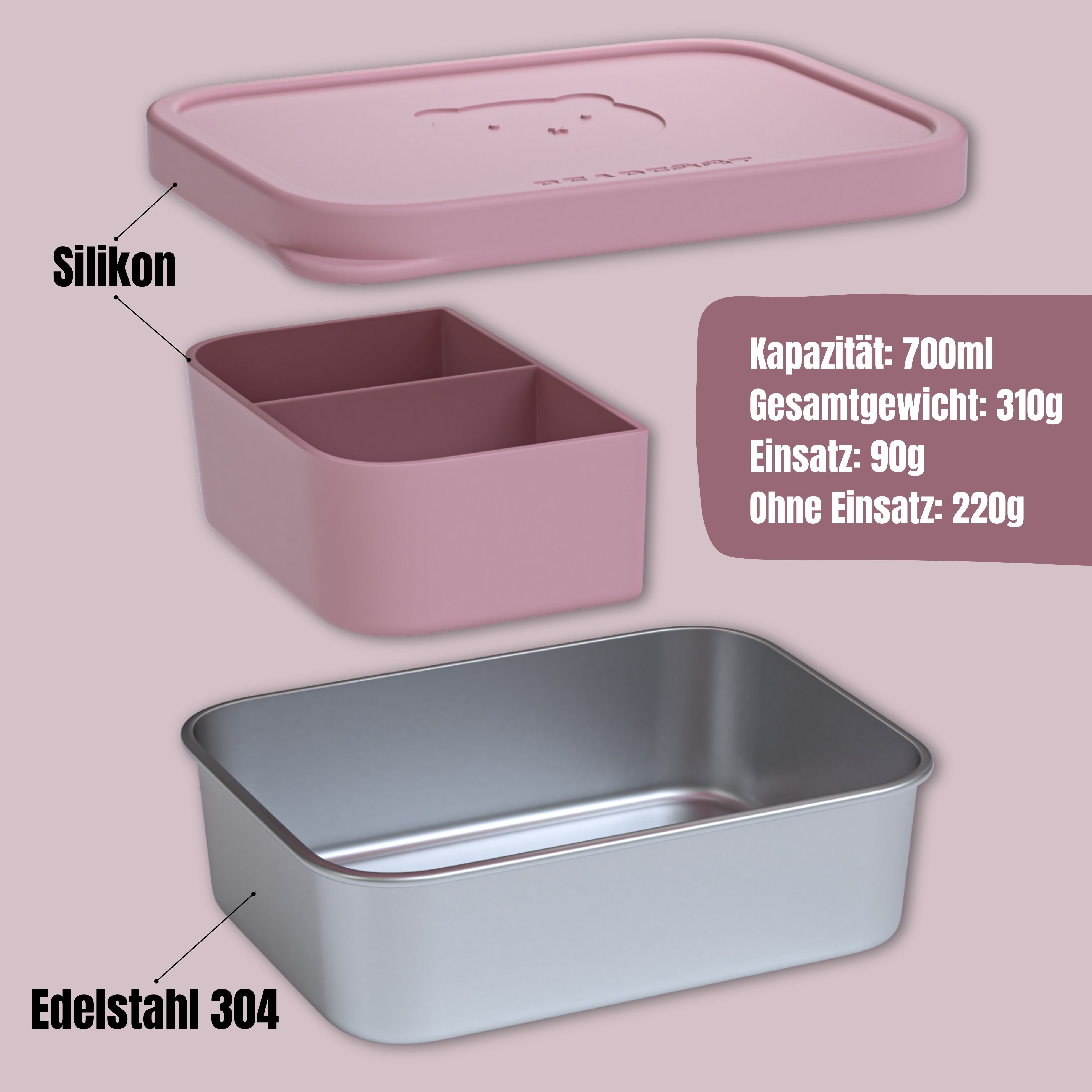 bearfoot-brotdose-kinder-edelstahl-bento-box-rosa-700ml-silikondeckel image 7
