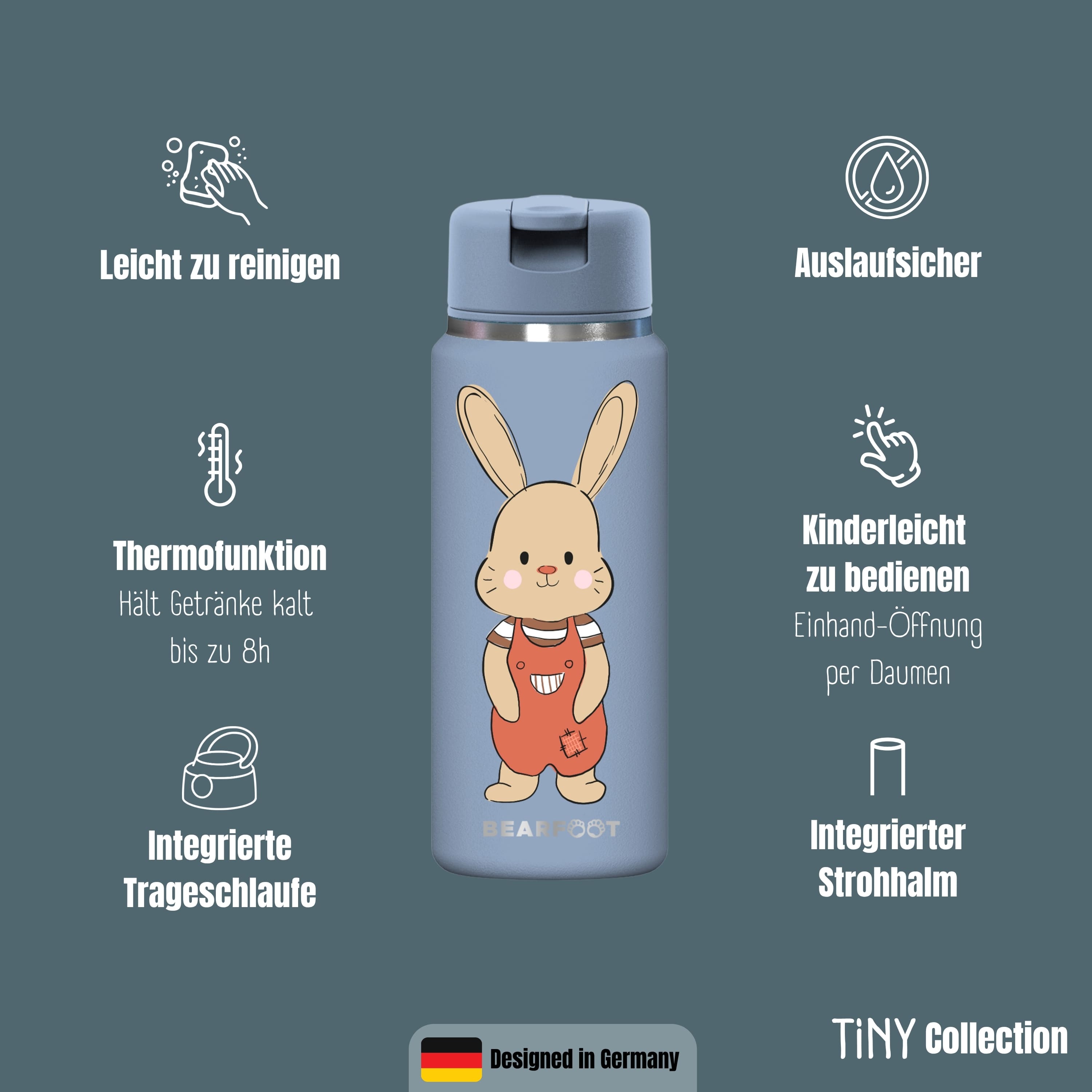 bearfoot-tiny-hase-trinkflasche-edelstahl-200ml-isoliert image 6